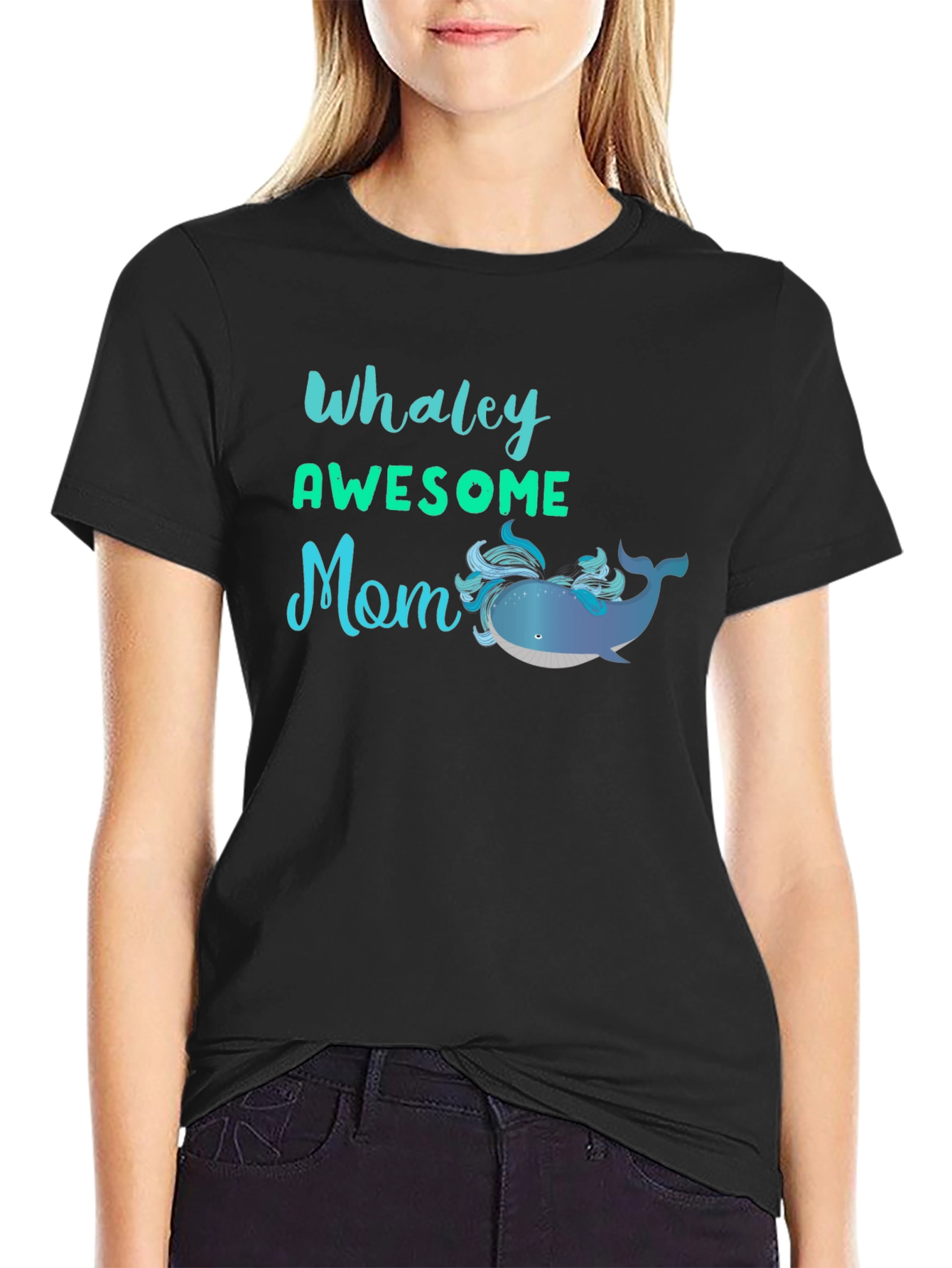 Camiseta Negra Whaley Awesome Mom para Mamá