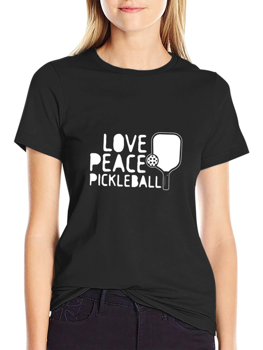 Camiseta Negra de Pickleball Love Peace