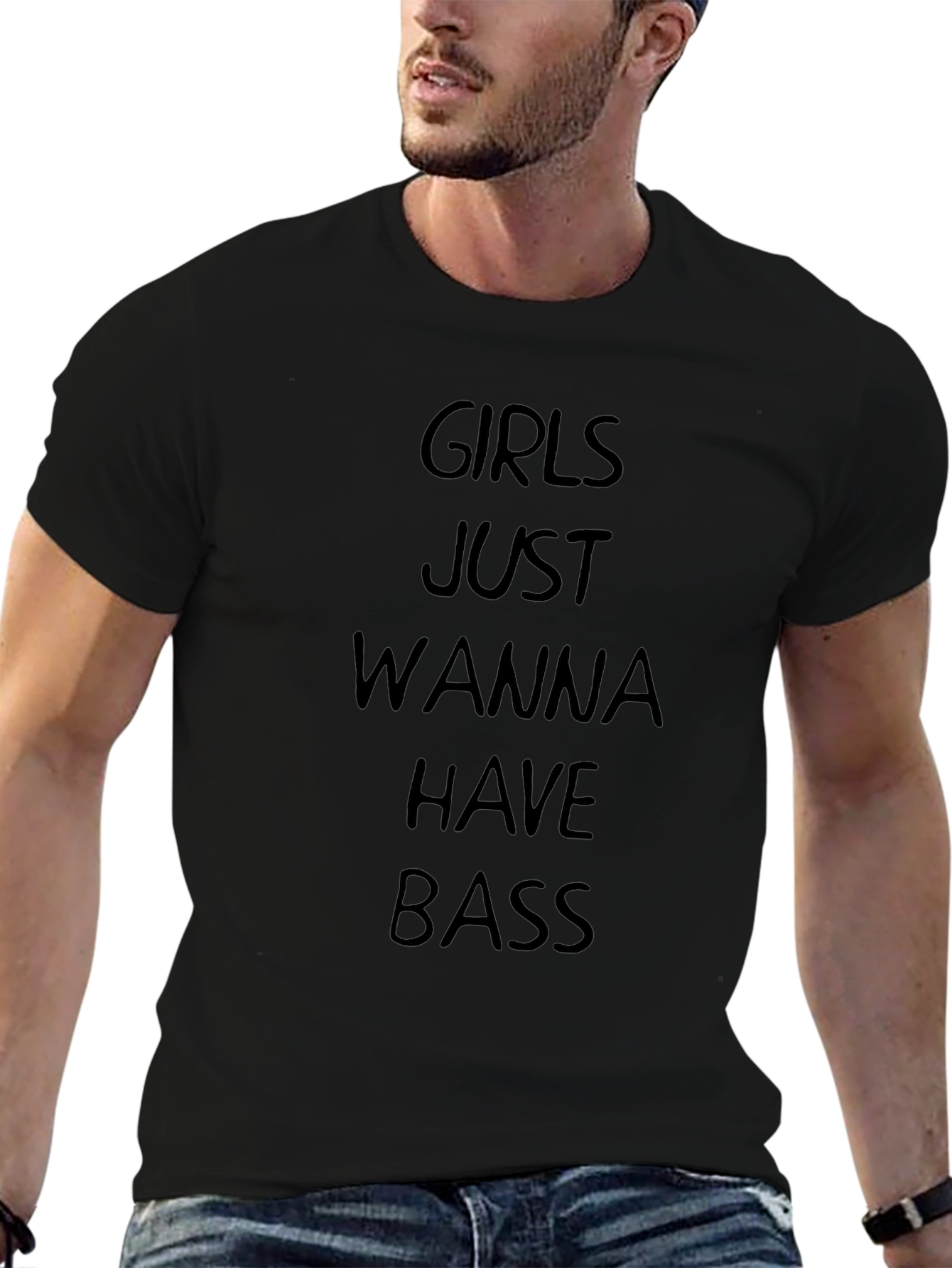 Camiseta Negra: Girls Just Wanna Have Bass