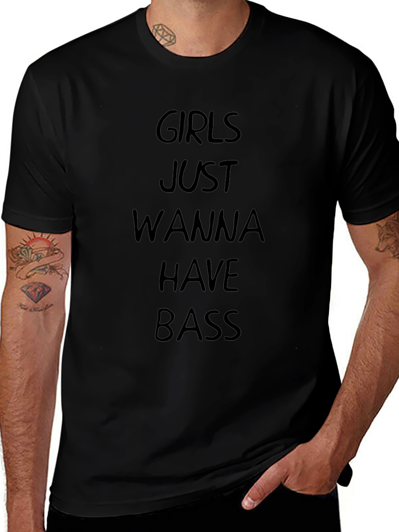 Camiseta Negra: Girls Just Wanna Have Bass
