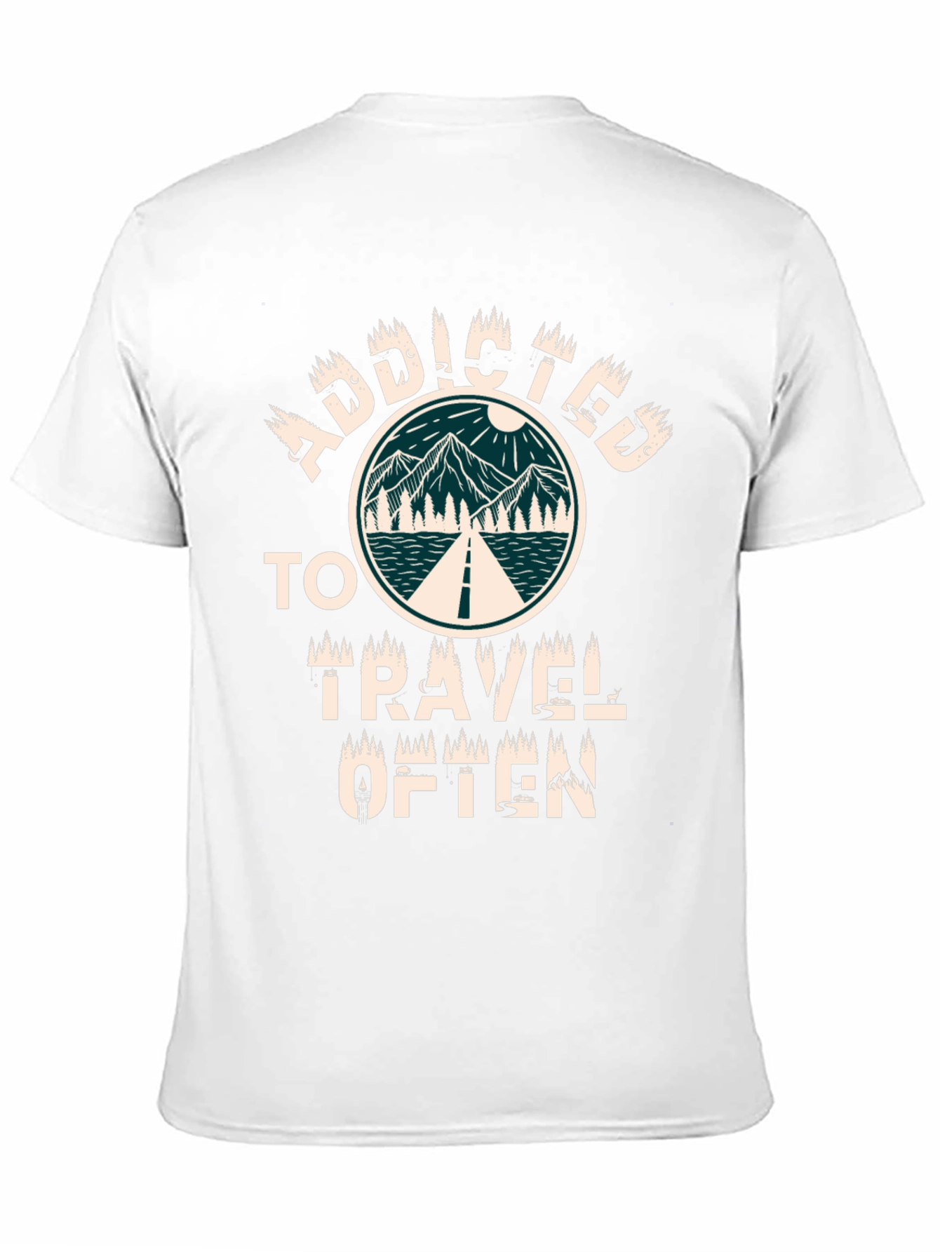 Camiseta Negra Adicto a Viajar con Diseño Montaña