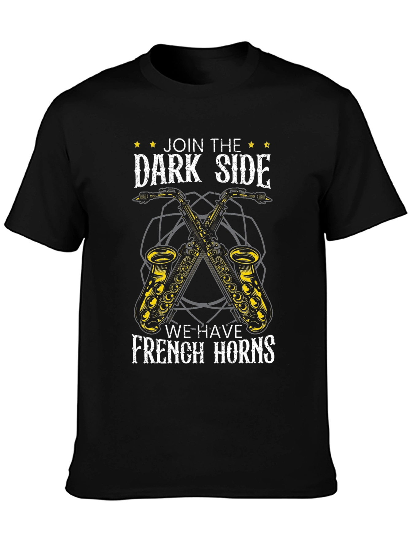Camiseta Negra Lado Oscuro Saxofones Divertida