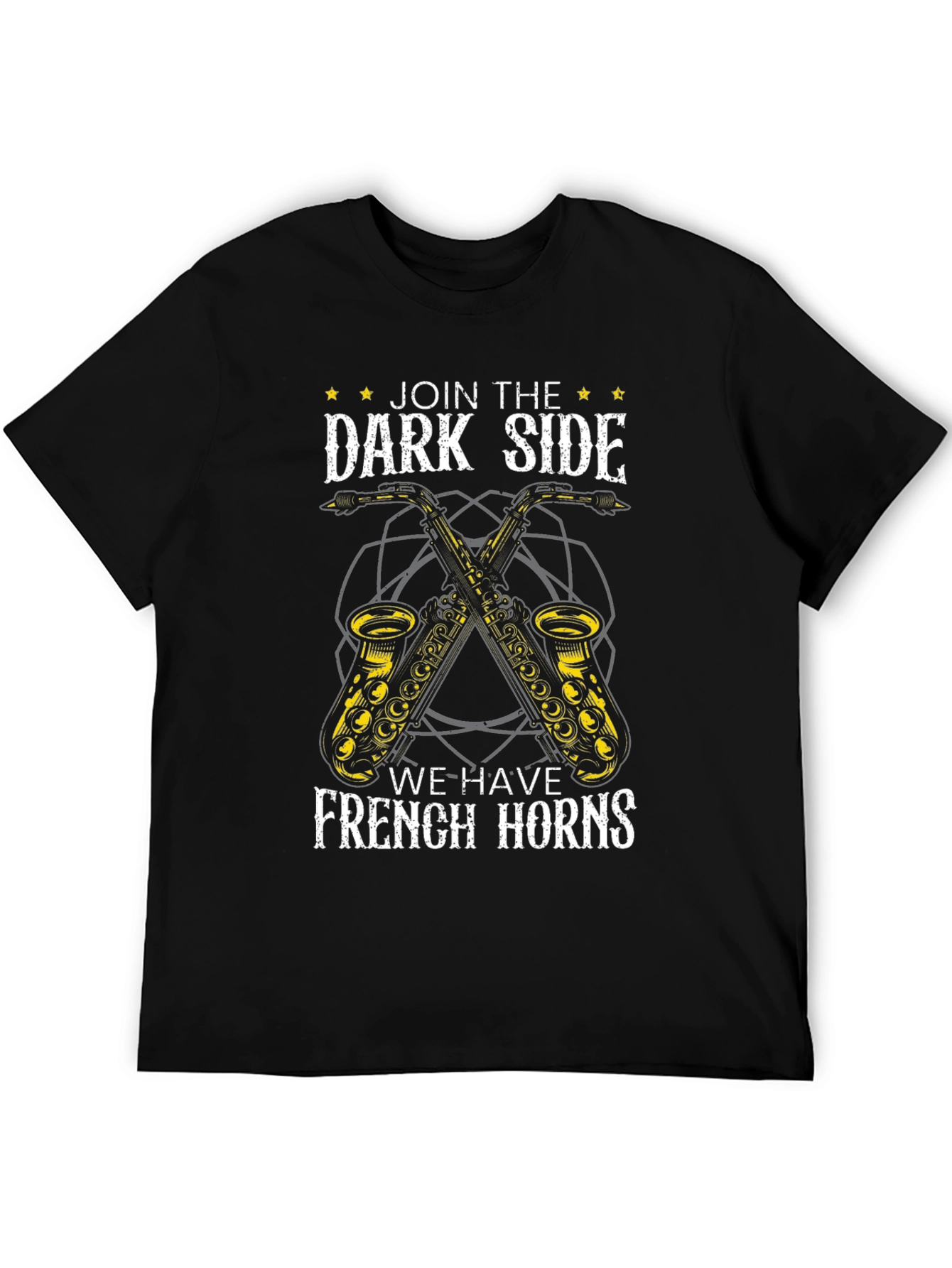 Camiseta Negra Lado Oscuro Saxofones Divertida