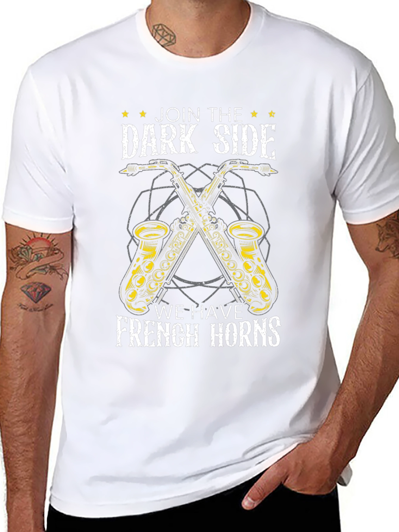 Camiseta Negra Lado Oscuro Saxofones Divertida