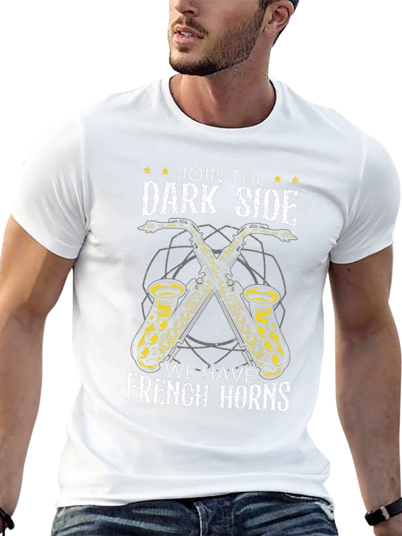 Camiseta Negra Lado Oscuro Saxofones Divertida