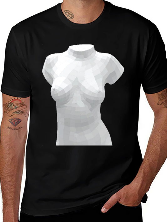 Camiseta Negra con Diseño Abstracto de Busto Femenino