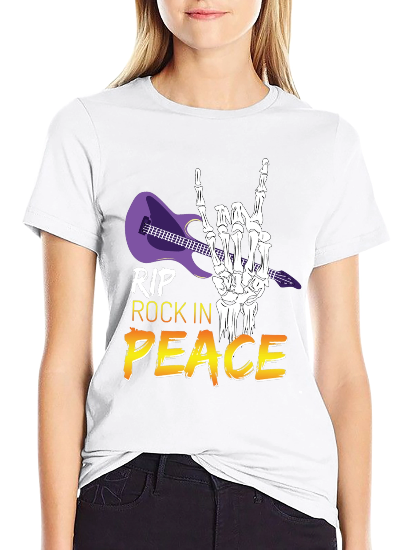 Camiseta Rock n Roll RIP Peace Esqueleto