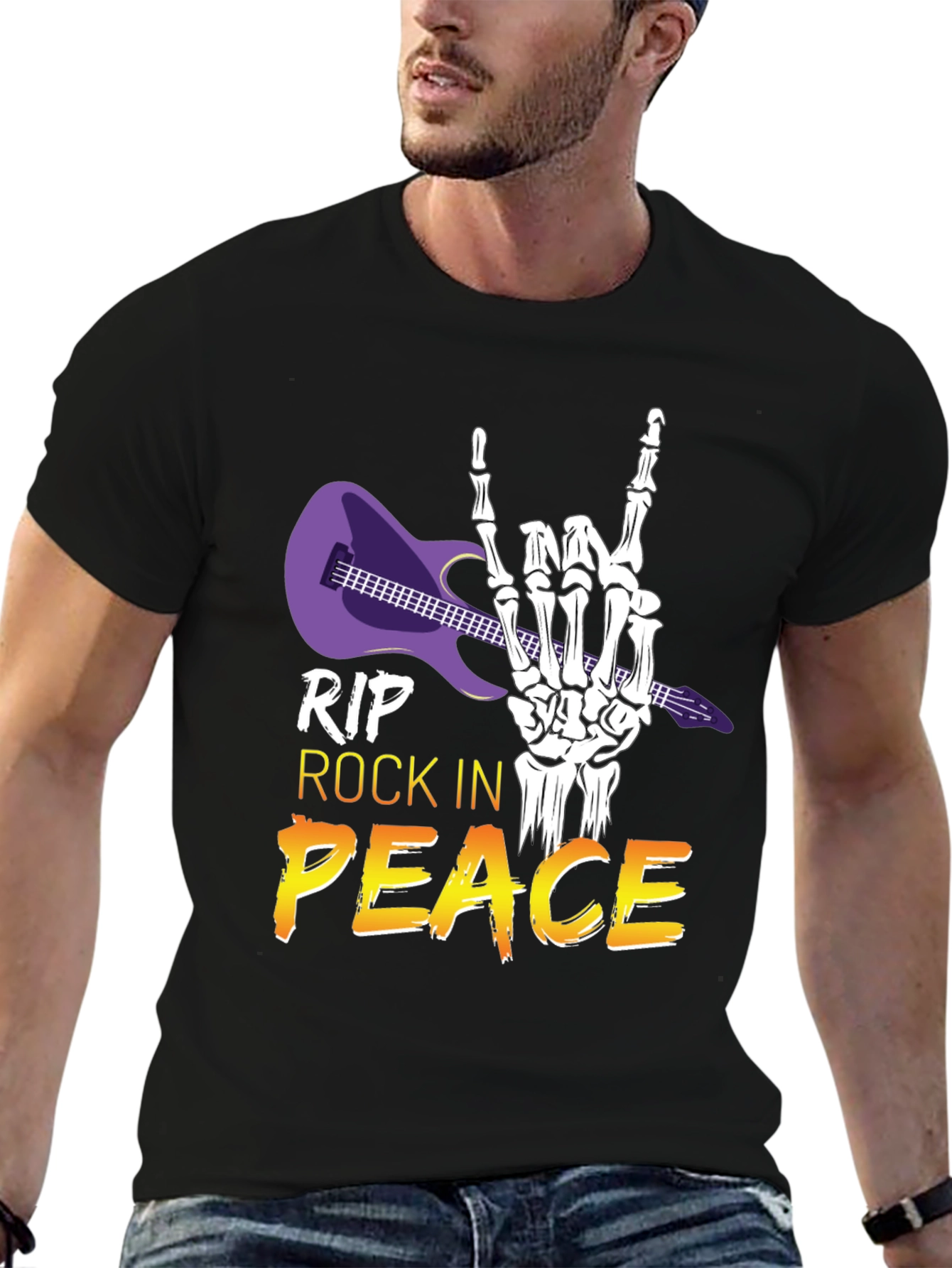 Camiseta Rock n Roll RIP Peace Esqueleto