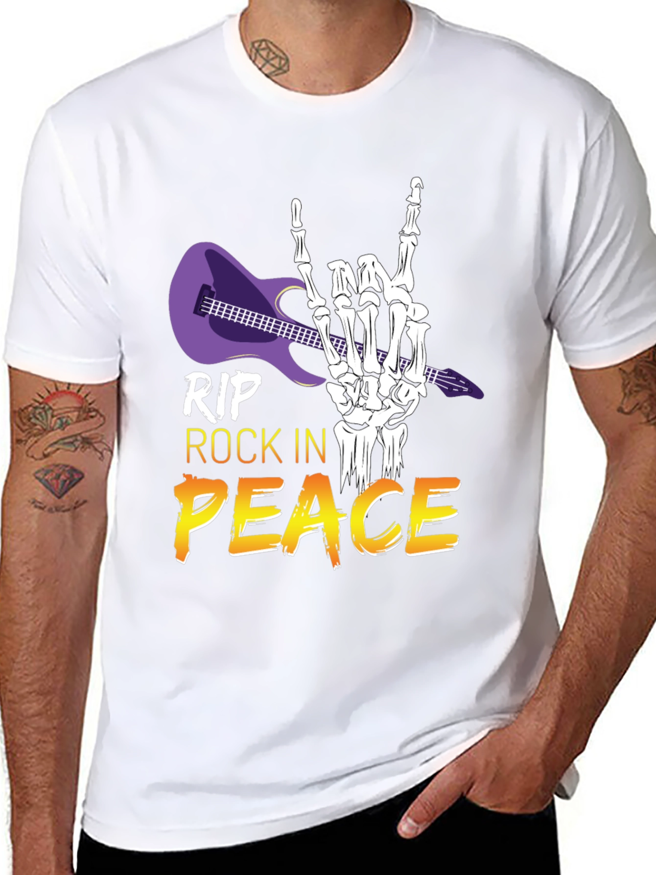 Camiseta Rock n Roll RIP Peace Esqueleto