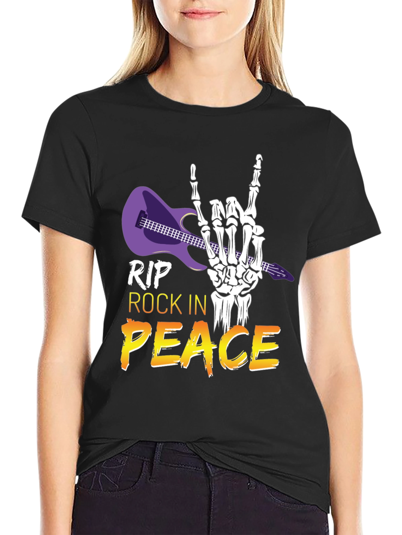 Camiseta Rock n Roll RIP Peace Esqueleto
