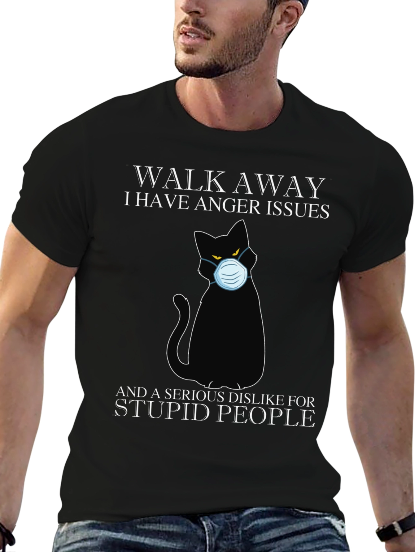 Walk Away Black Cat T-Shirt - Anger Issues
