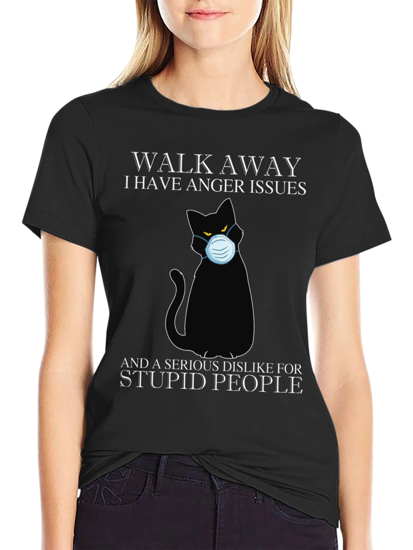 Walk Away Black Cat T-Shirt - Anger Issues