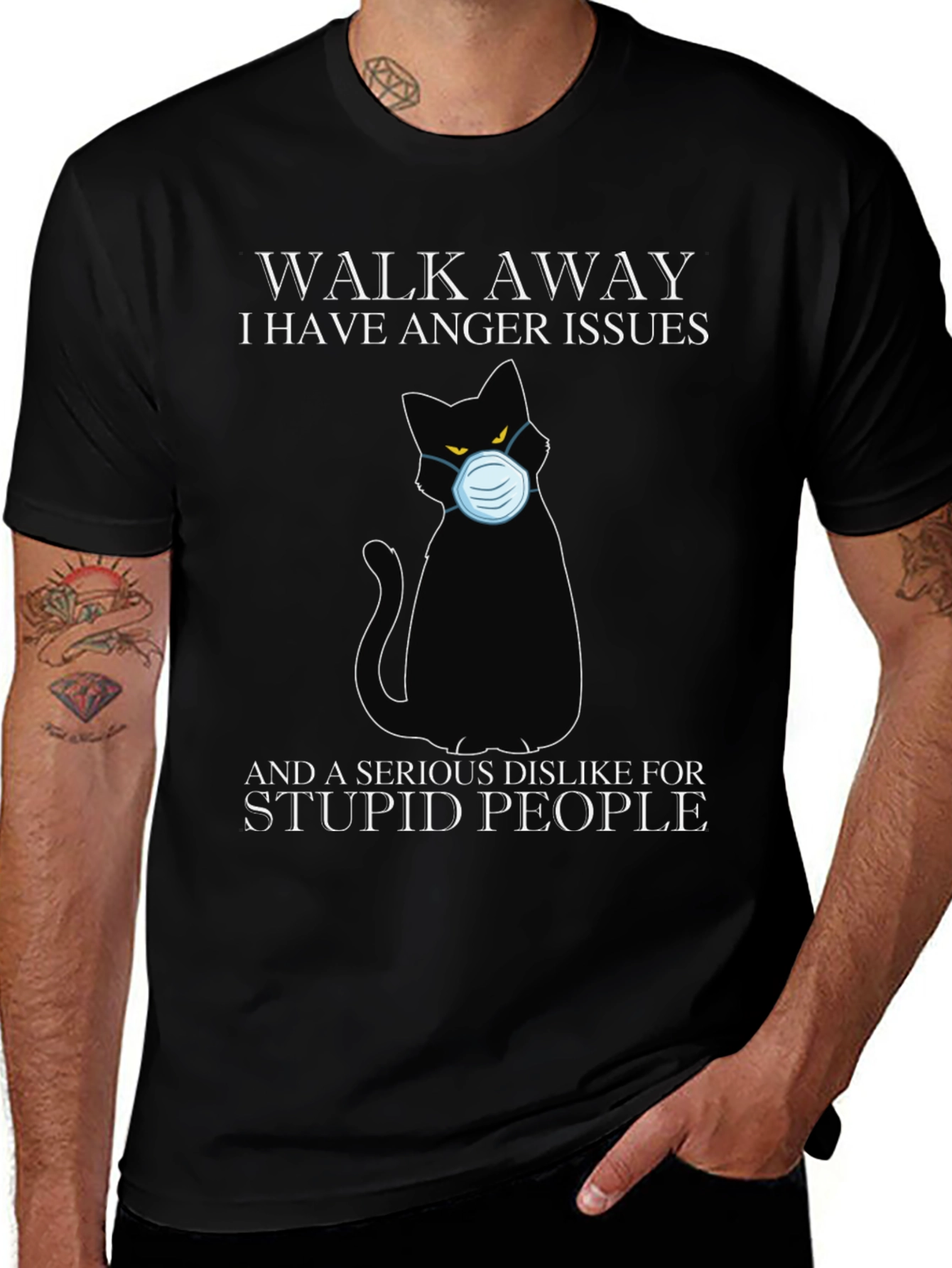 Walk Away Black Cat T-Shirt - Anger Issues