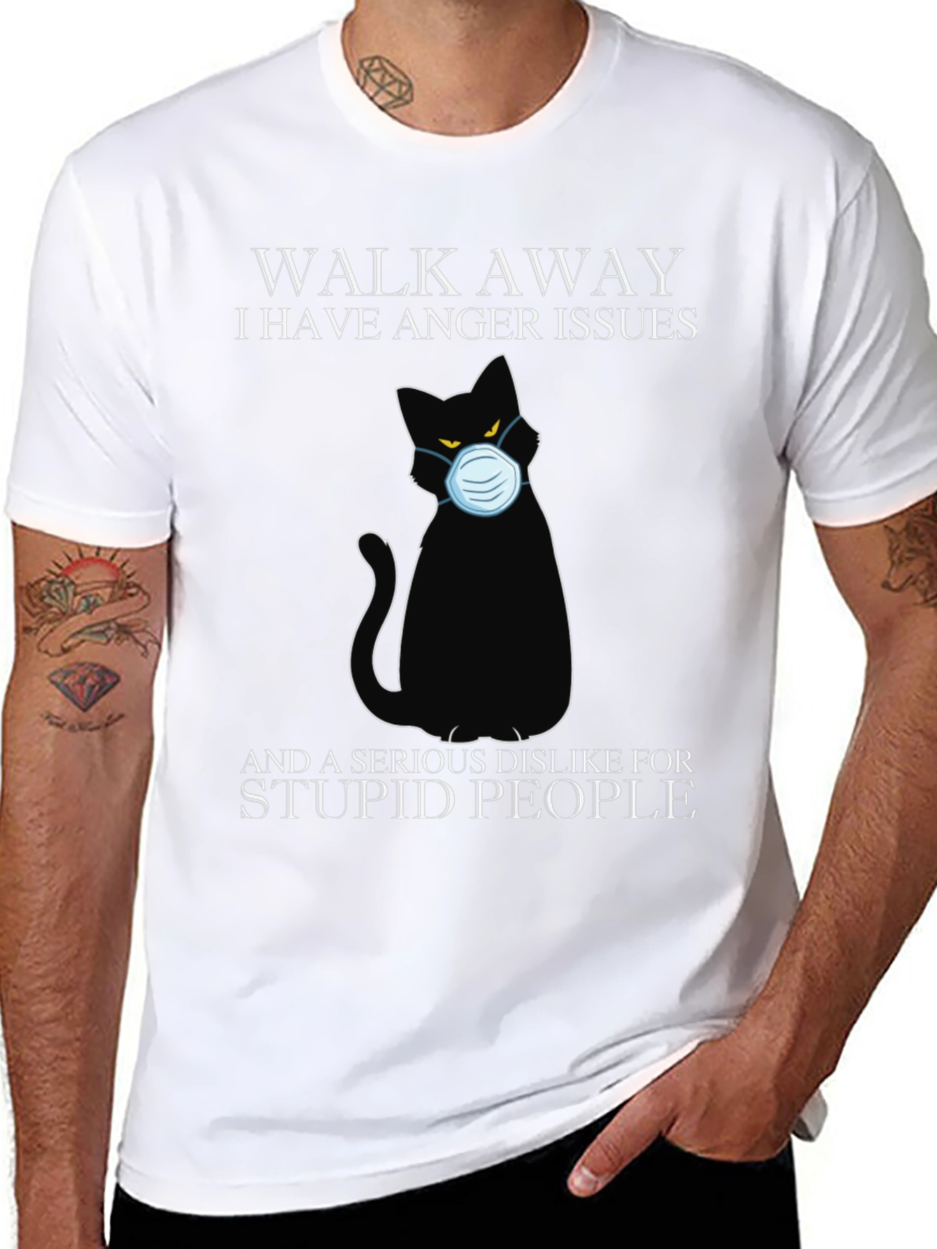 Walk Away Black Cat T-Shirt - Anger Issues