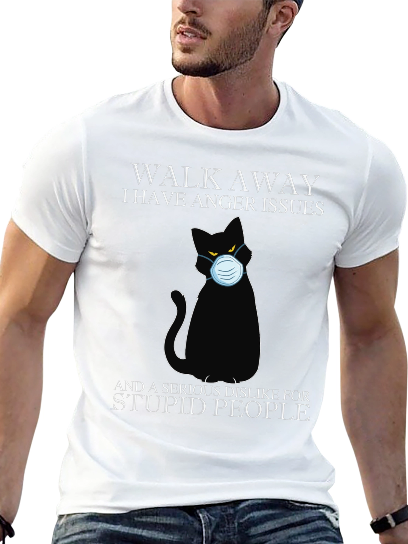 Walk Away Black Cat T-Shirt - Anger Issues