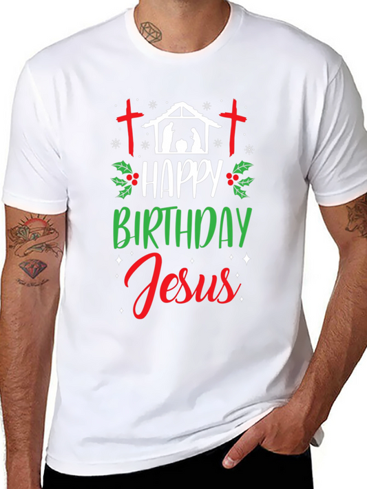 Camiseta Feliz Cumpleaños Jesús - Diseño Navideño