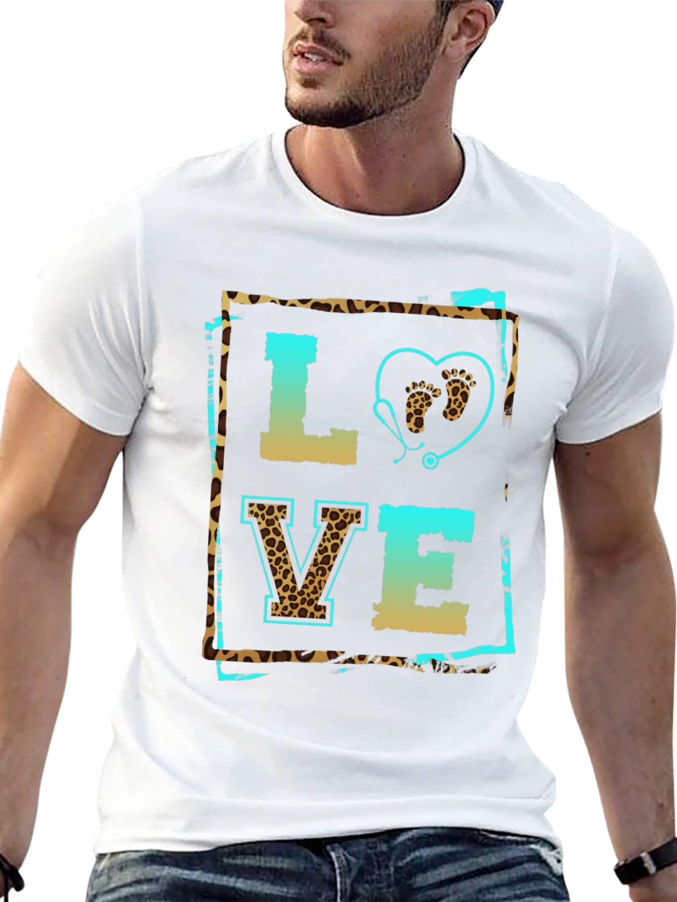 Camiseta Negra LOVE de Enfermería con Estetoscopio