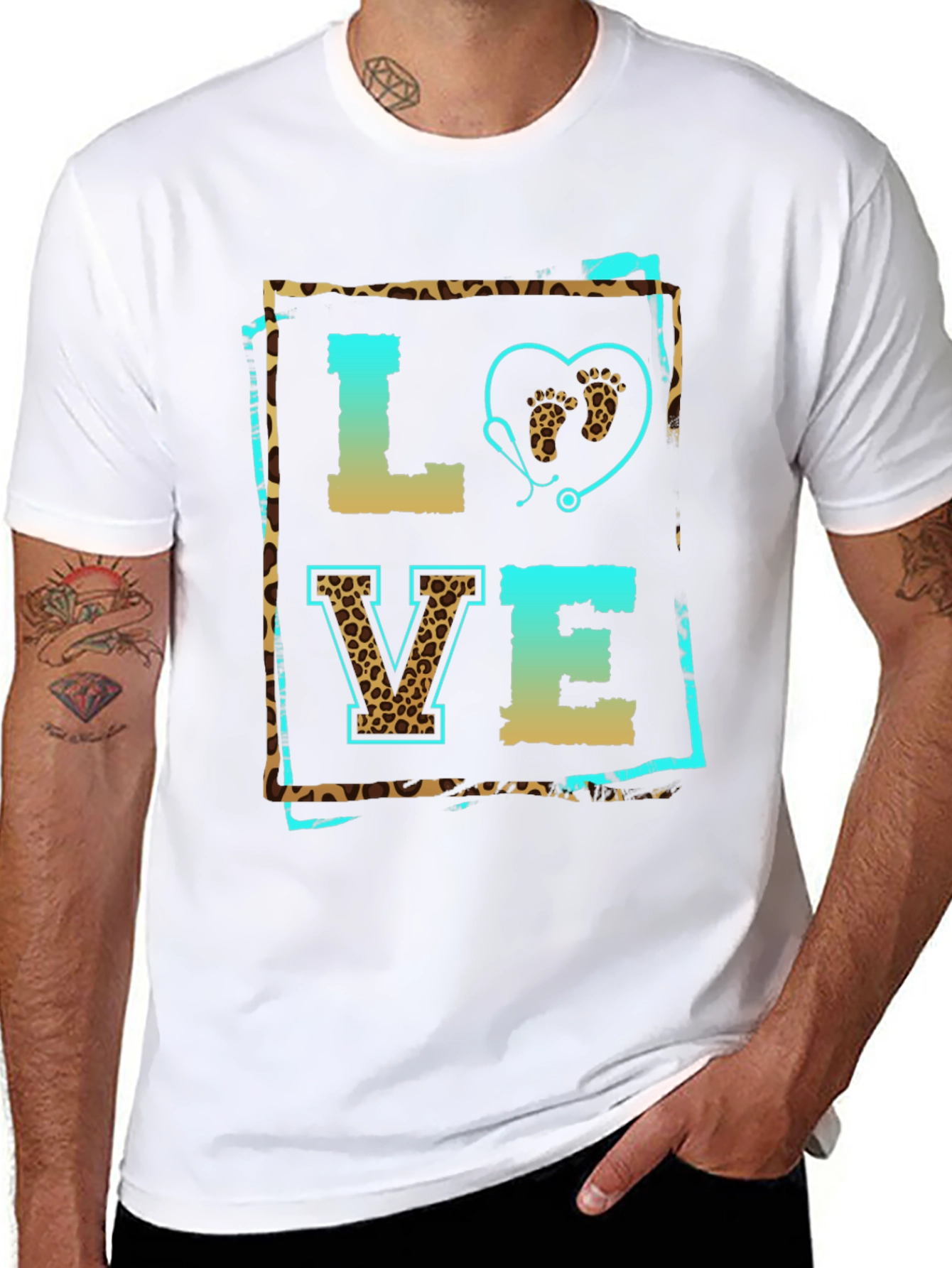 Camiseta Negra LOVE de Enfermería con Estetoscopio