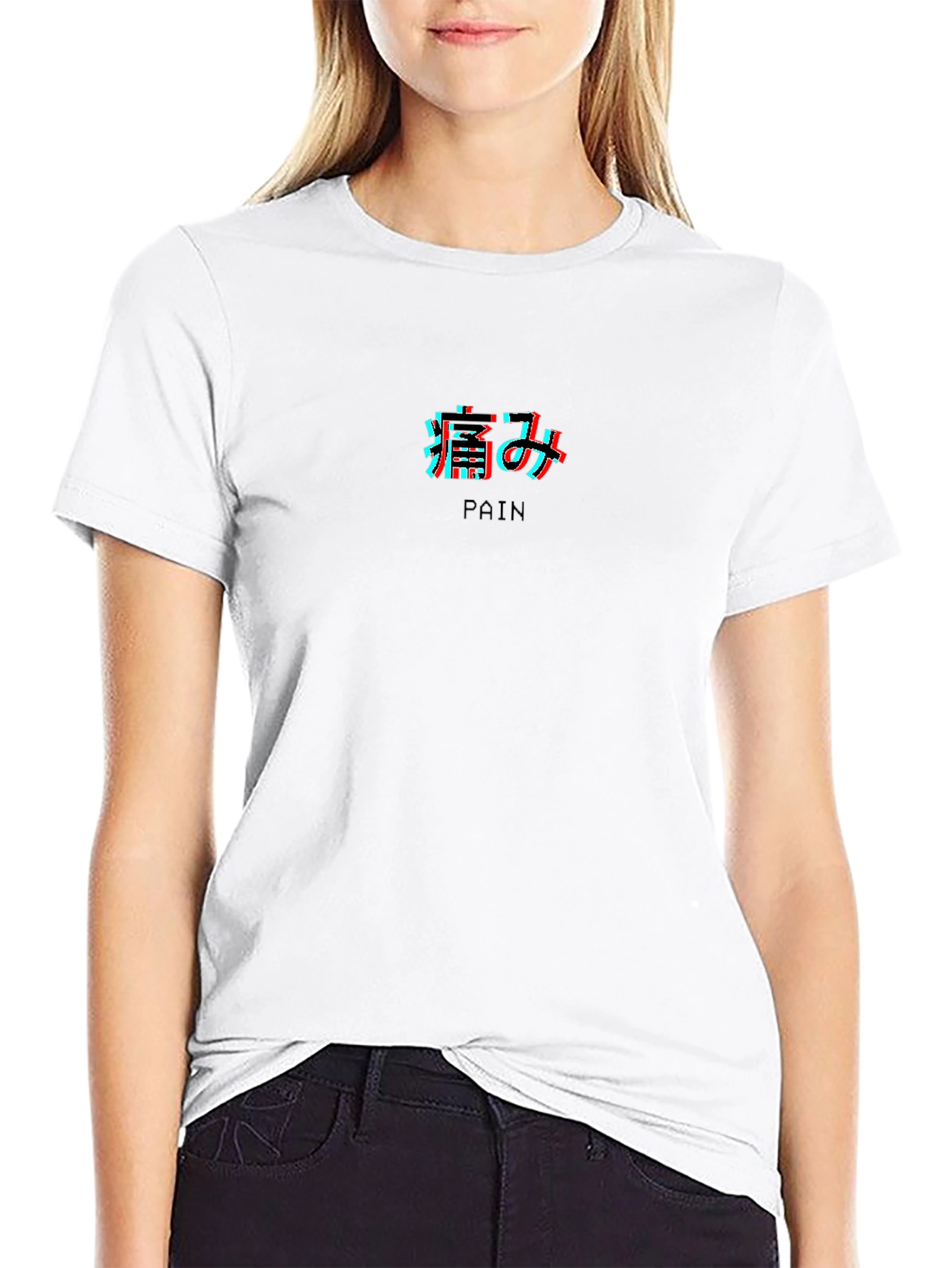 Camiseta Negra Dolor Estilo Japonés