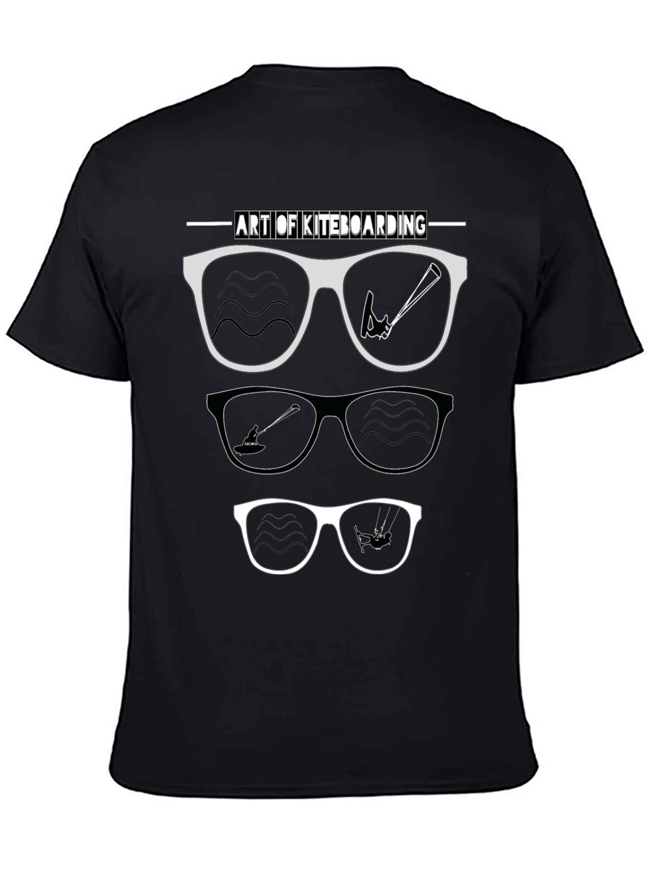 Camiseta Negra Arte Kiteboarding Gafas Sol