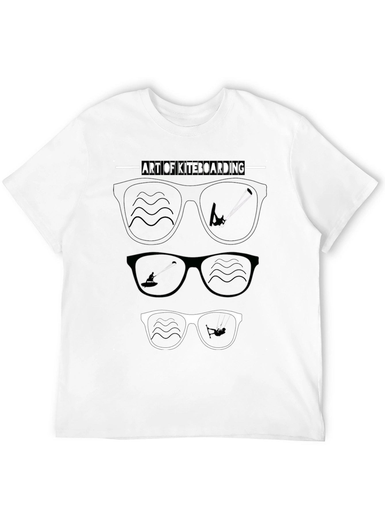 Camiseta Negra Arte Kiteboarding Gafas Sol
