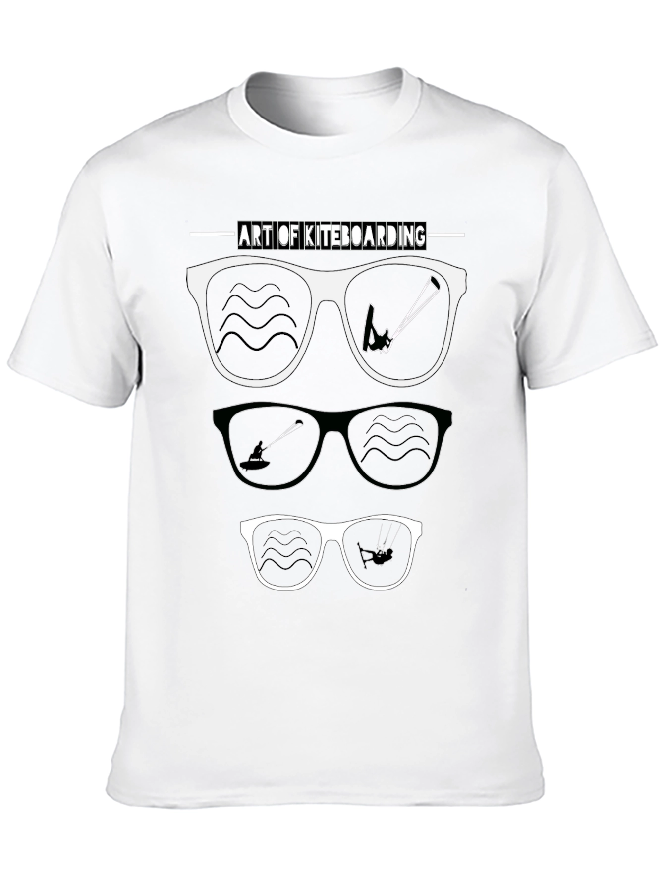 Camiseta Negra Arte Kiteboarding Gafas Sol