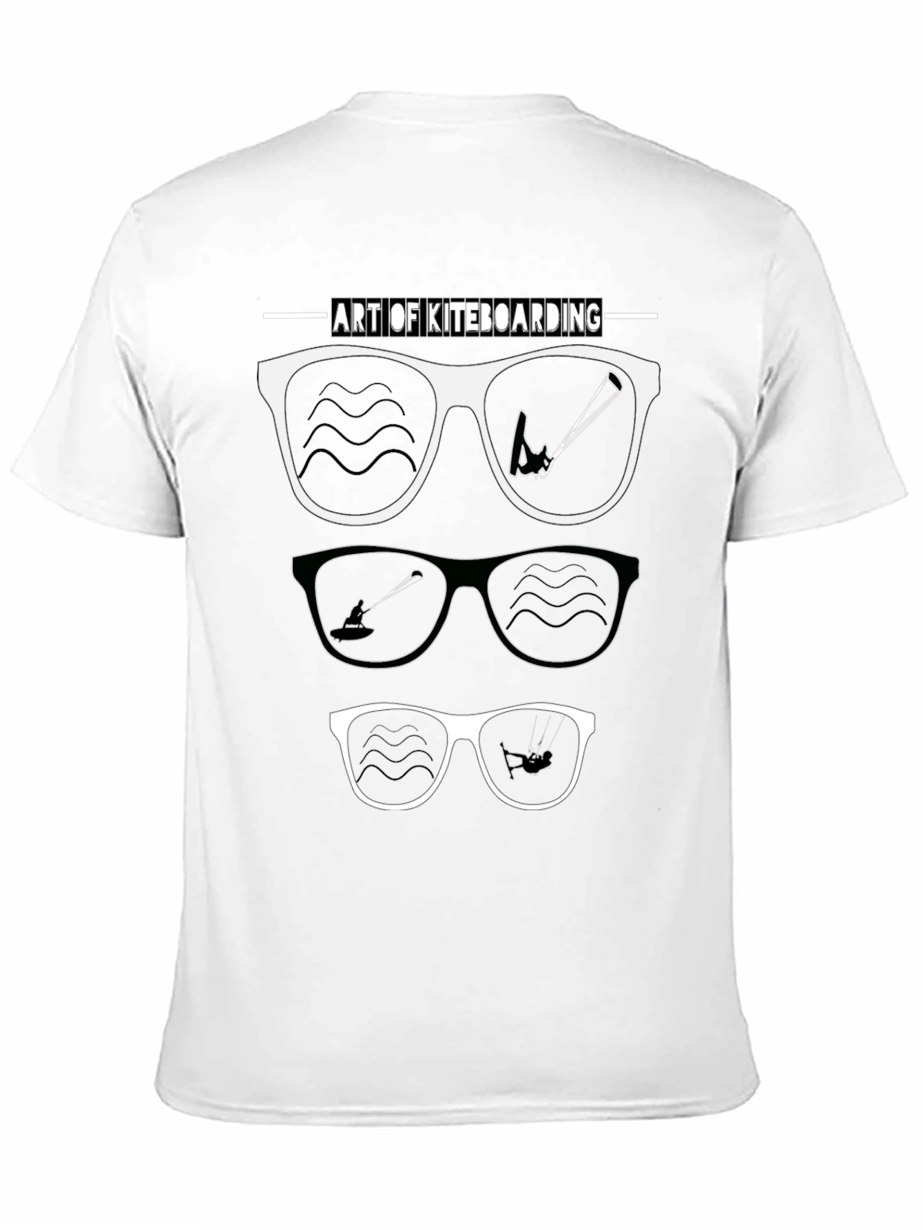 Camiseta Negra Arte Kiteboarding Gafas Sol