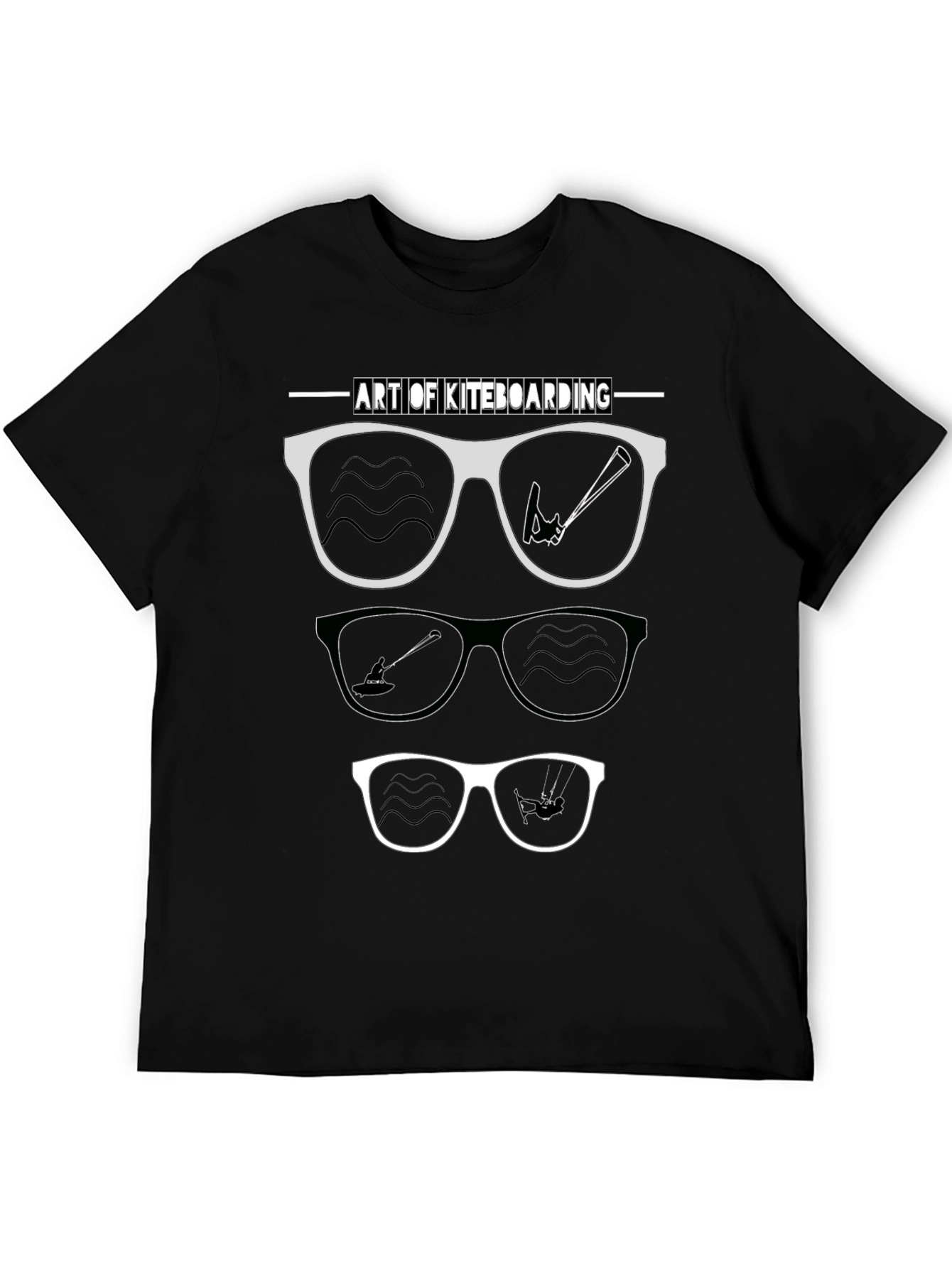 Camiseta Negra Arte Kiteboarding Gafas Sol