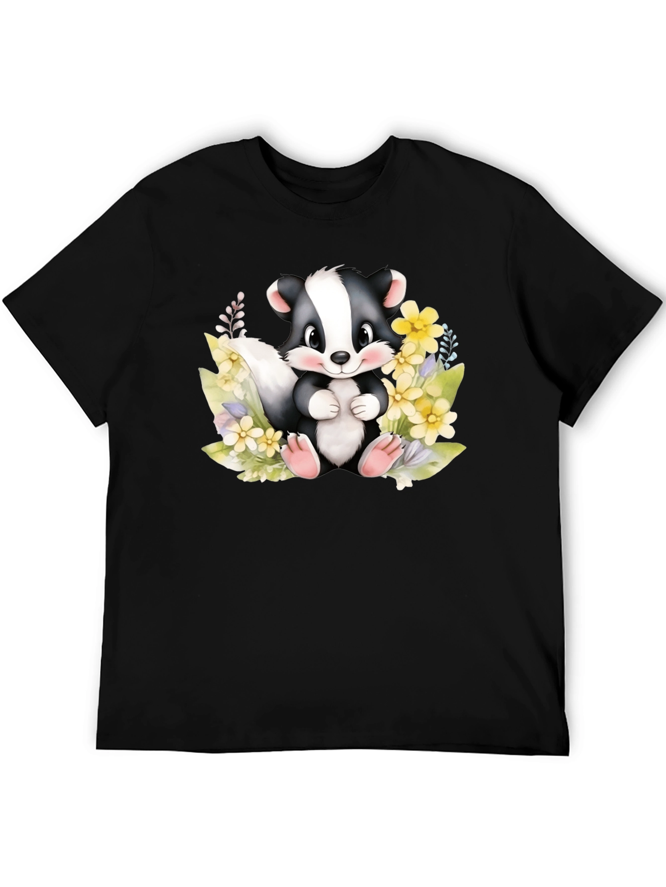 Camiseta Negra con Adorable Diseño de Zorrillo