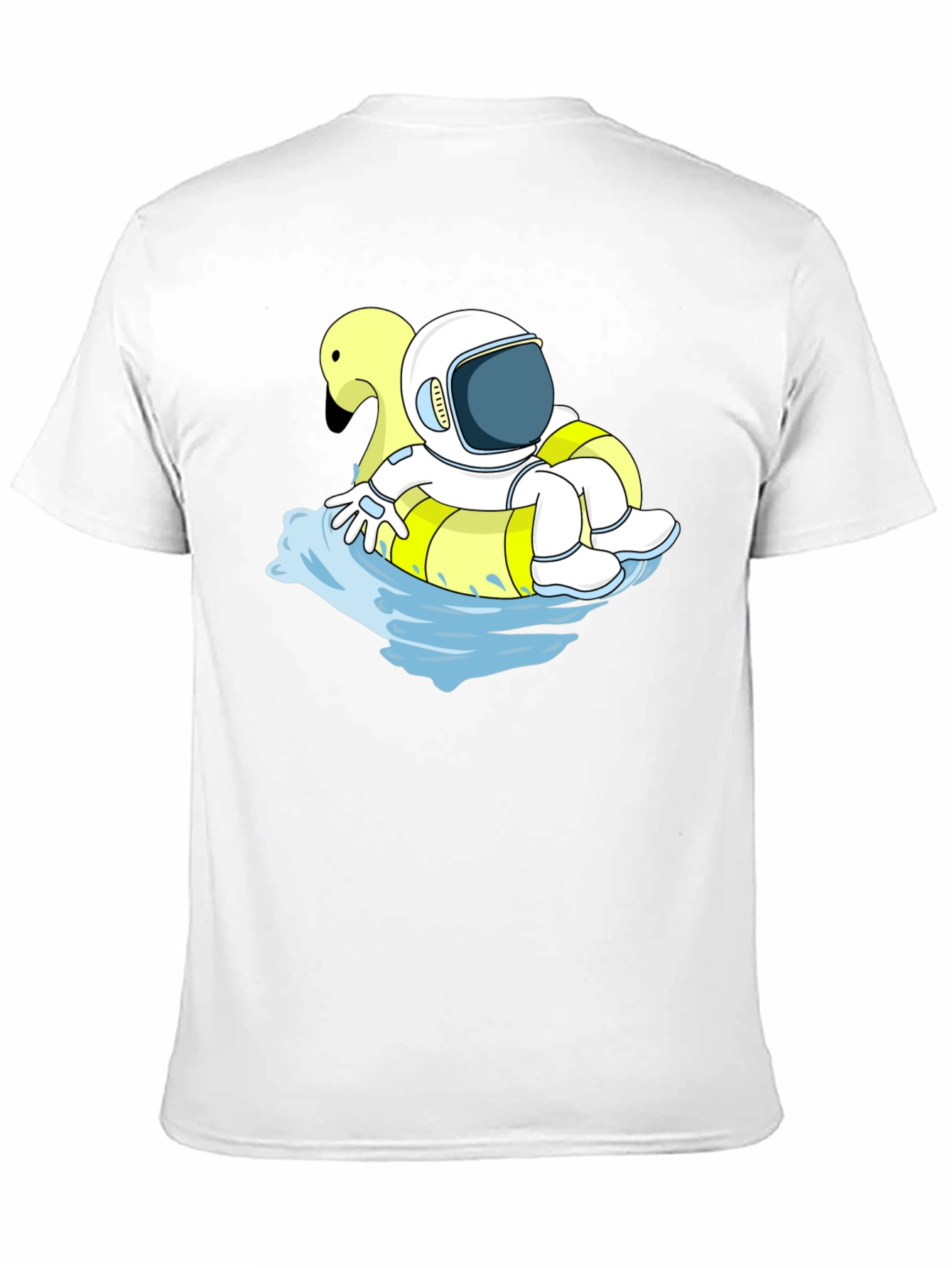 Camiseta Negra Astronauta Flotando con Cisne
