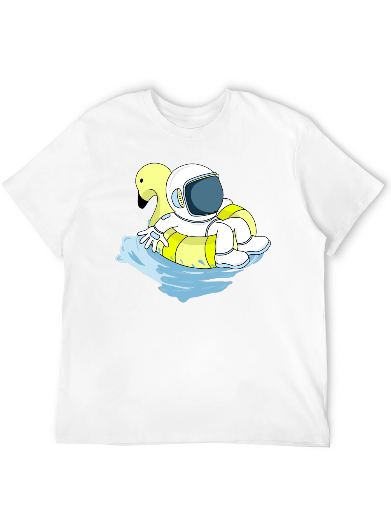 Camiseta Negra Astronauta Flotando con Cisne