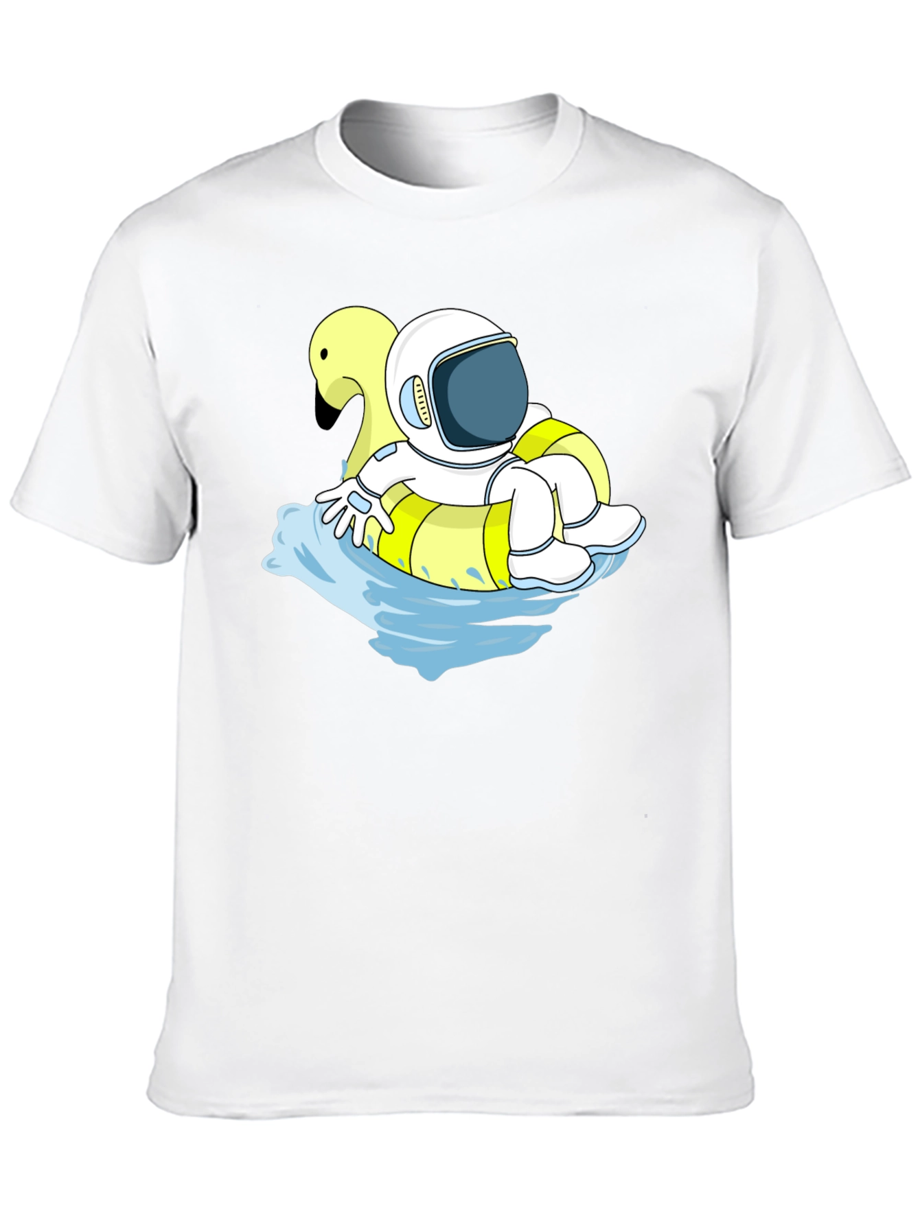 Camiseta Negra Astronauta Flotando con Cisne