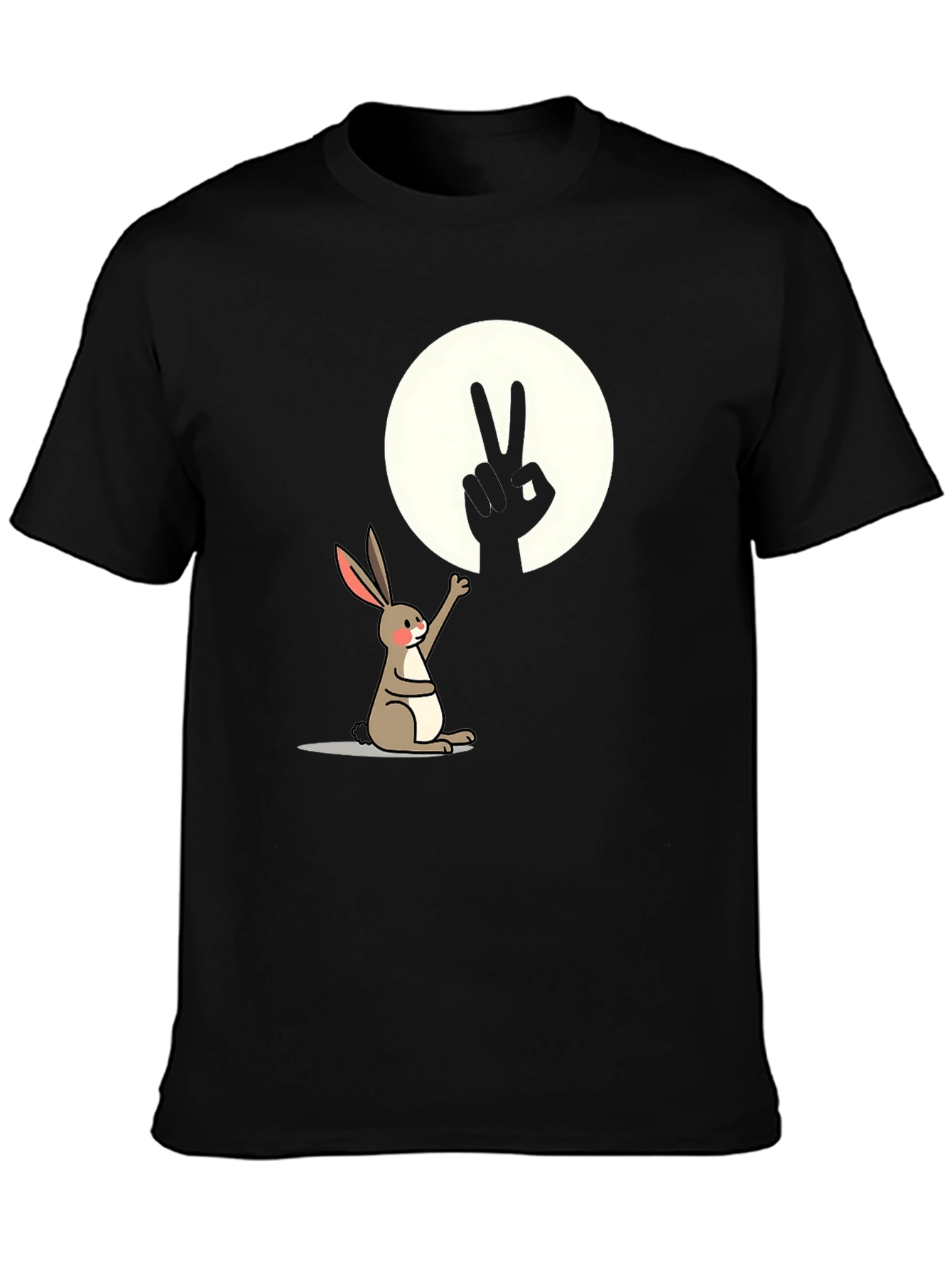 Camiseta con diseño de conejo y sombra de paz