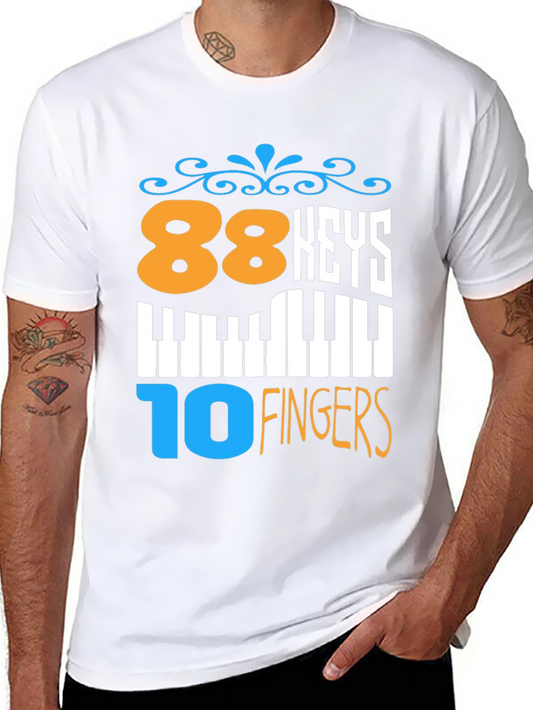 Camiseta Negra: 88 Teclas 10 Dedos - Música y Estilo
