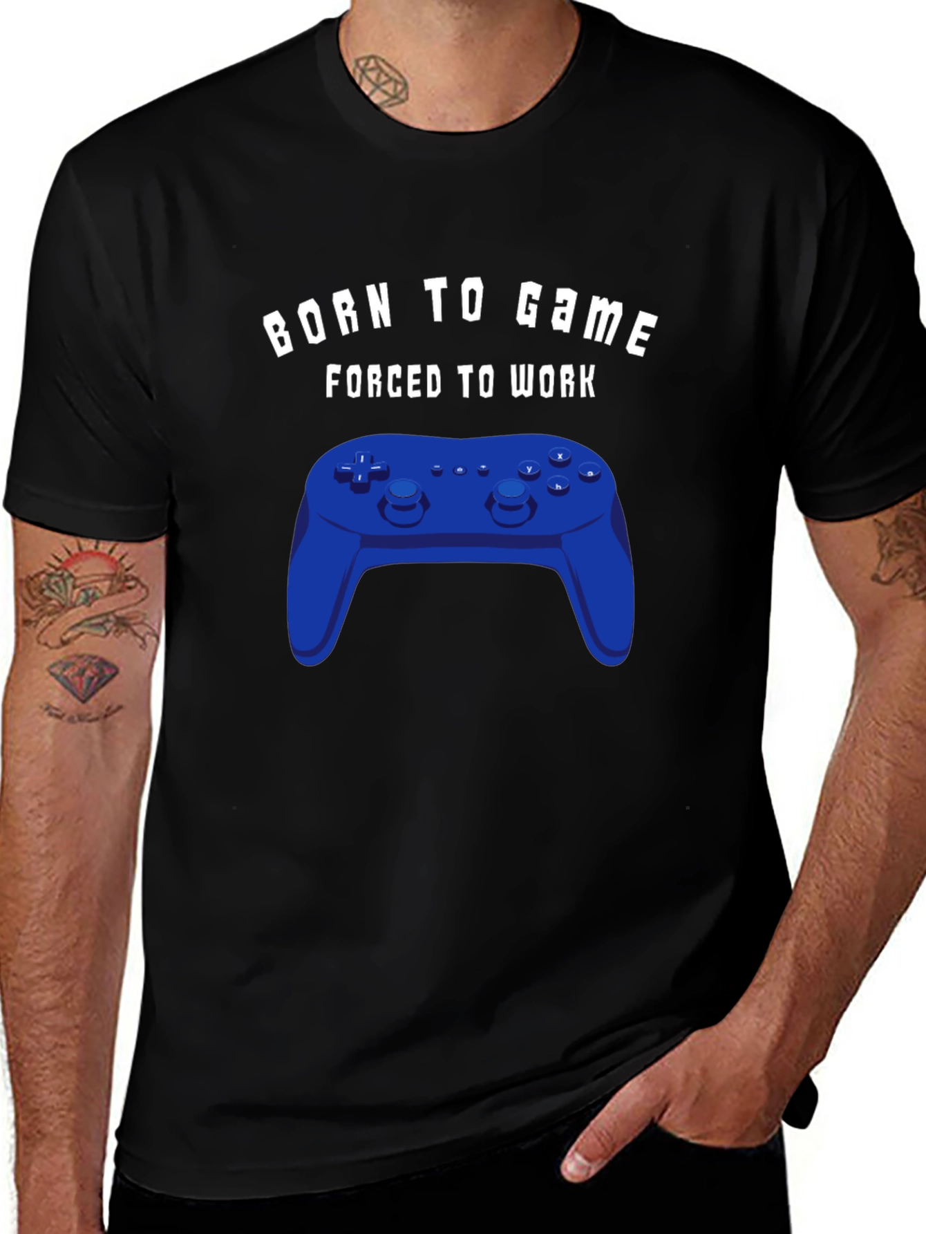 Camiseta Negra Born to Game con Mando