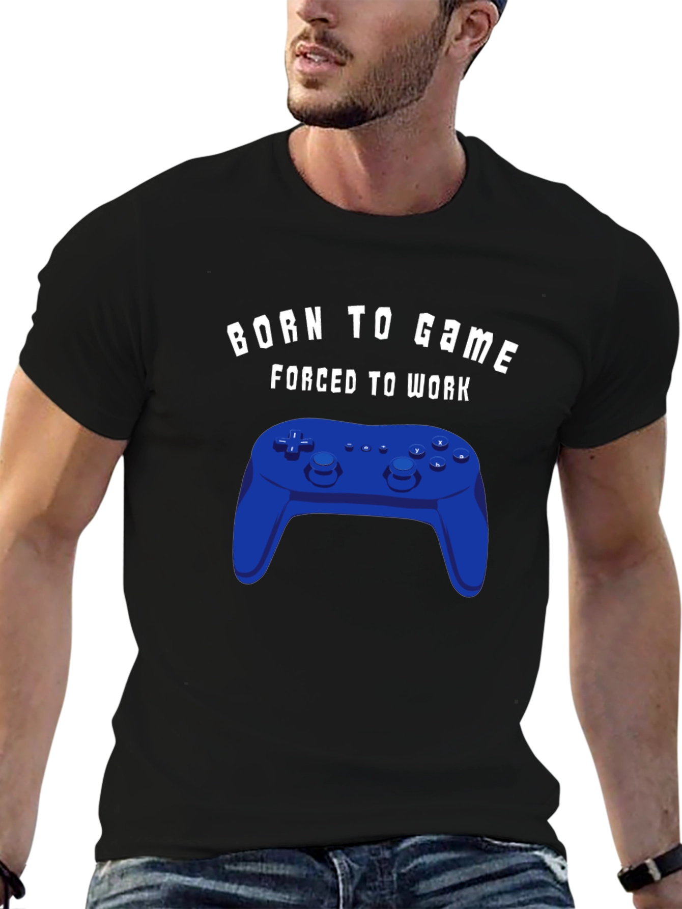 Camiseta Negra Born to Game con Mando