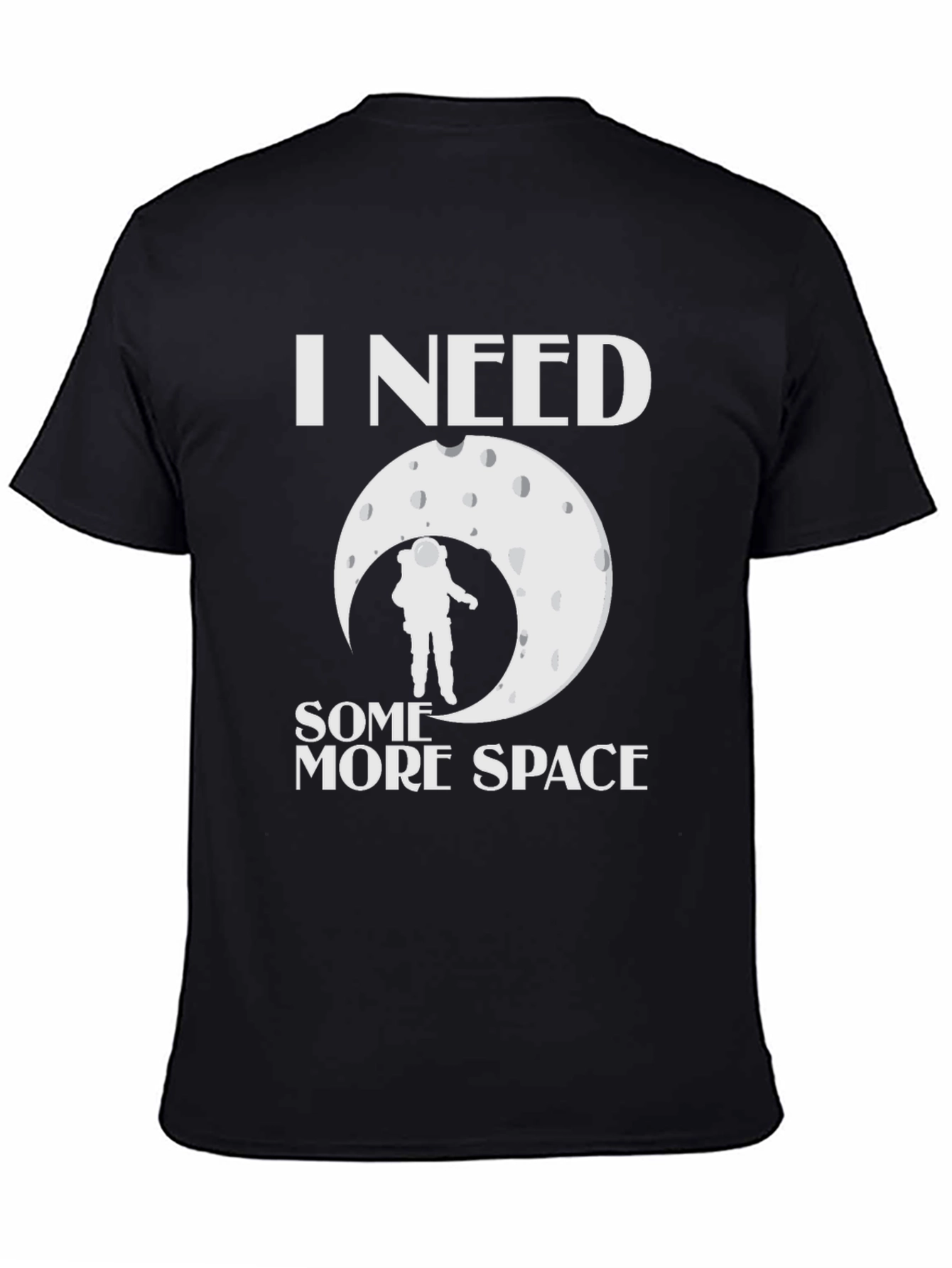 Camiseta Negra: Necesito Más Espacio - Diseño Astronauta