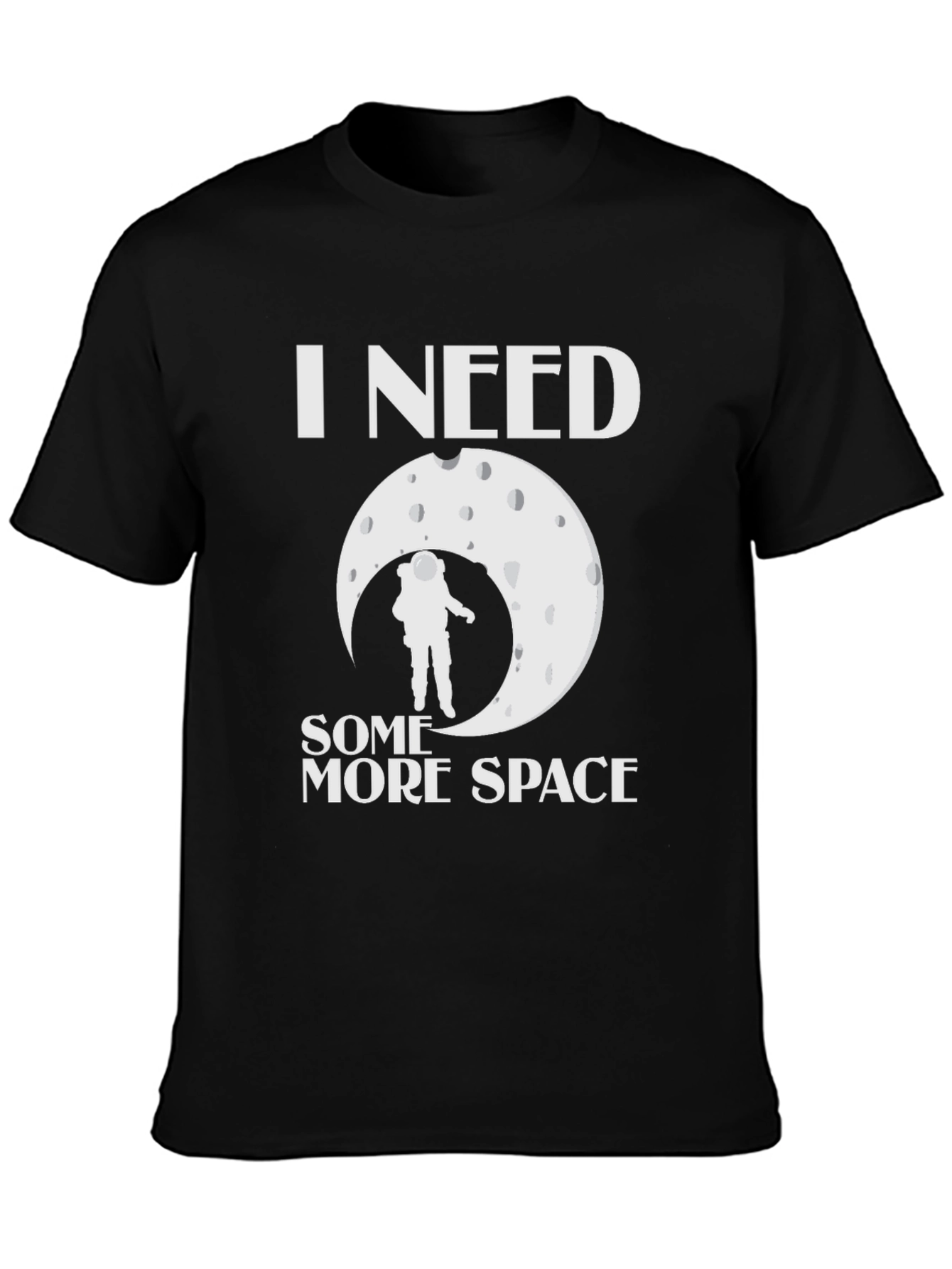 Camiseta Negra: Necesito Más Espacio - Diseño Astronauta