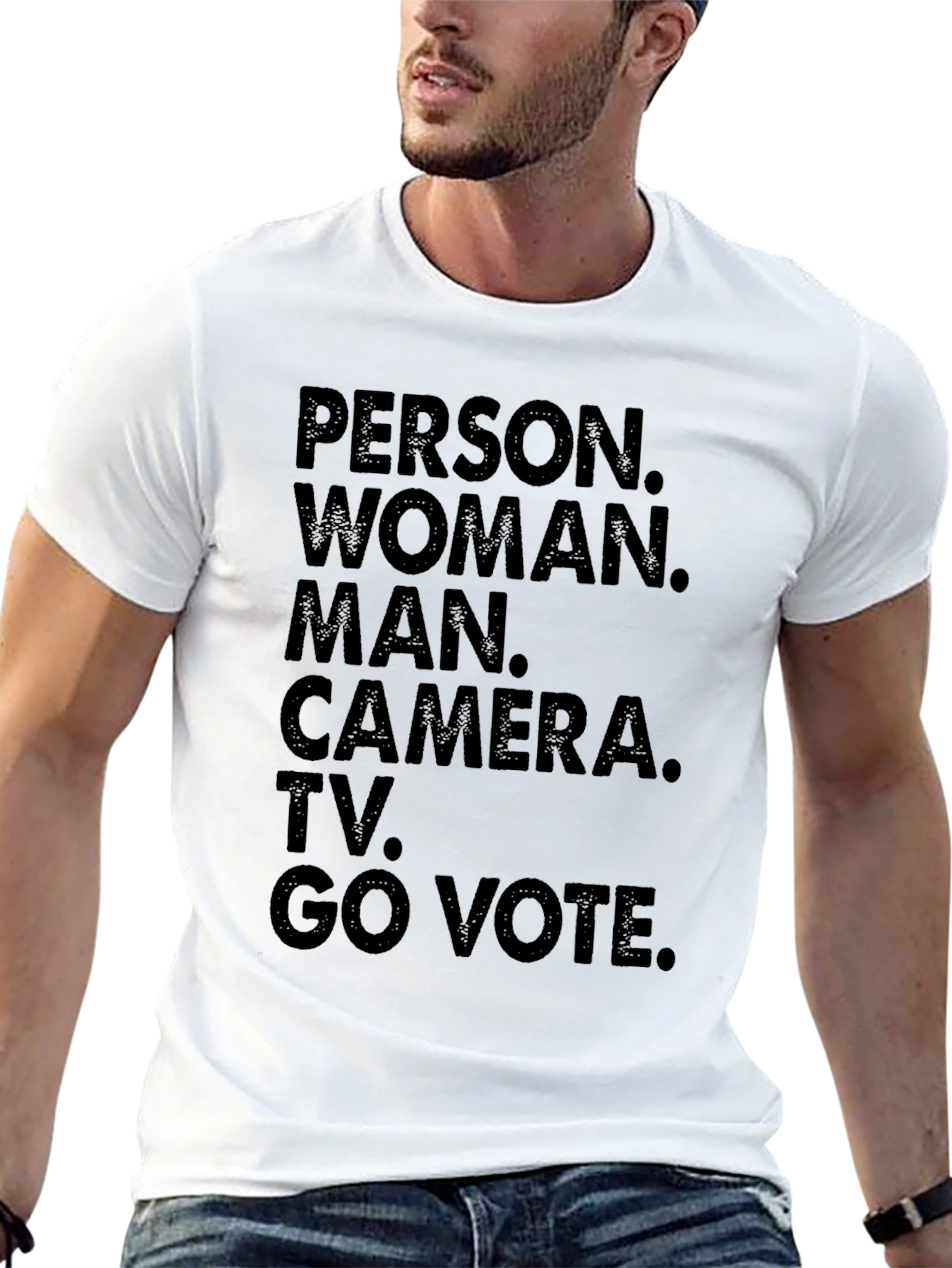 Camiseta Persona Mujer Hombre Cámara TV Vota