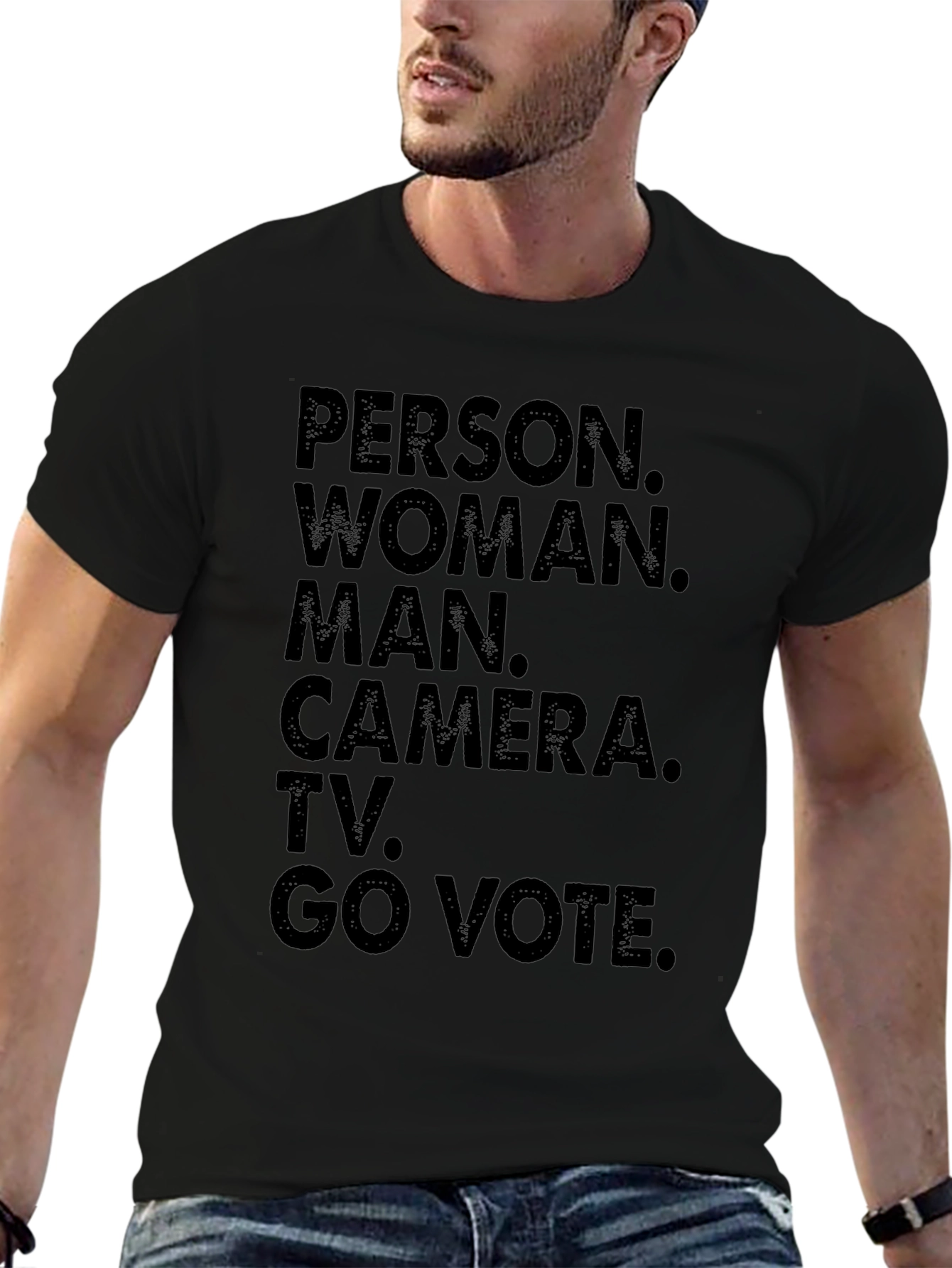 Camiseta Persona Mujer Hombre Cámara TV Vota