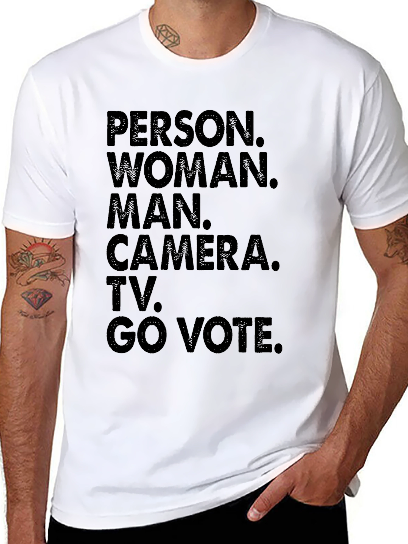 Camiseta Persona Mujer Hombre Cámara TV Vota