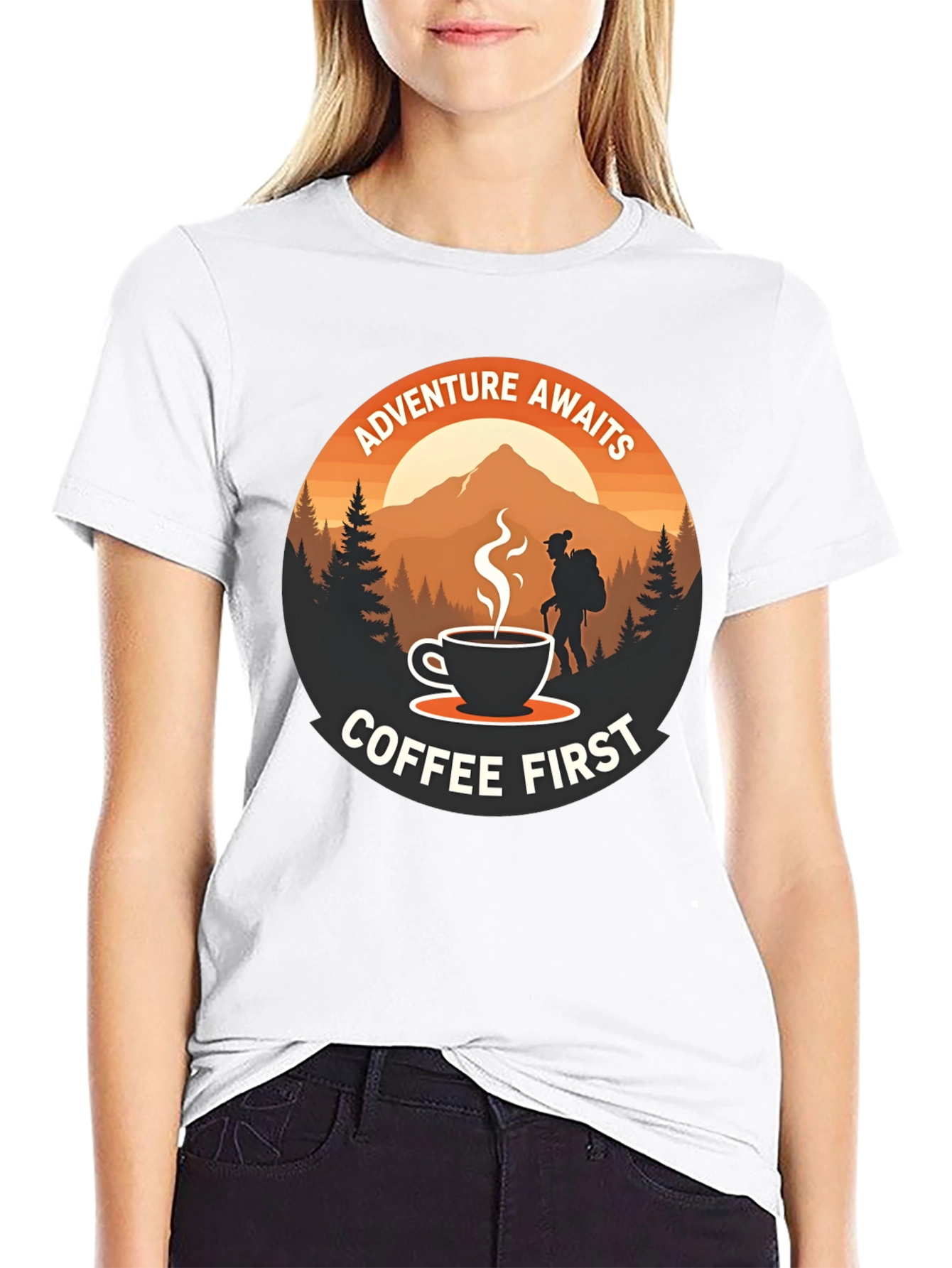 Camiseta Negra Aventura y Café
