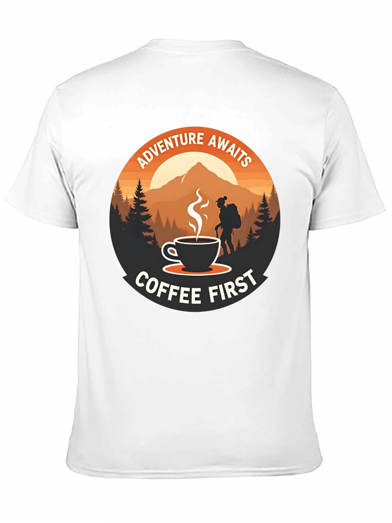 Camiseta Negra Aventura y Café