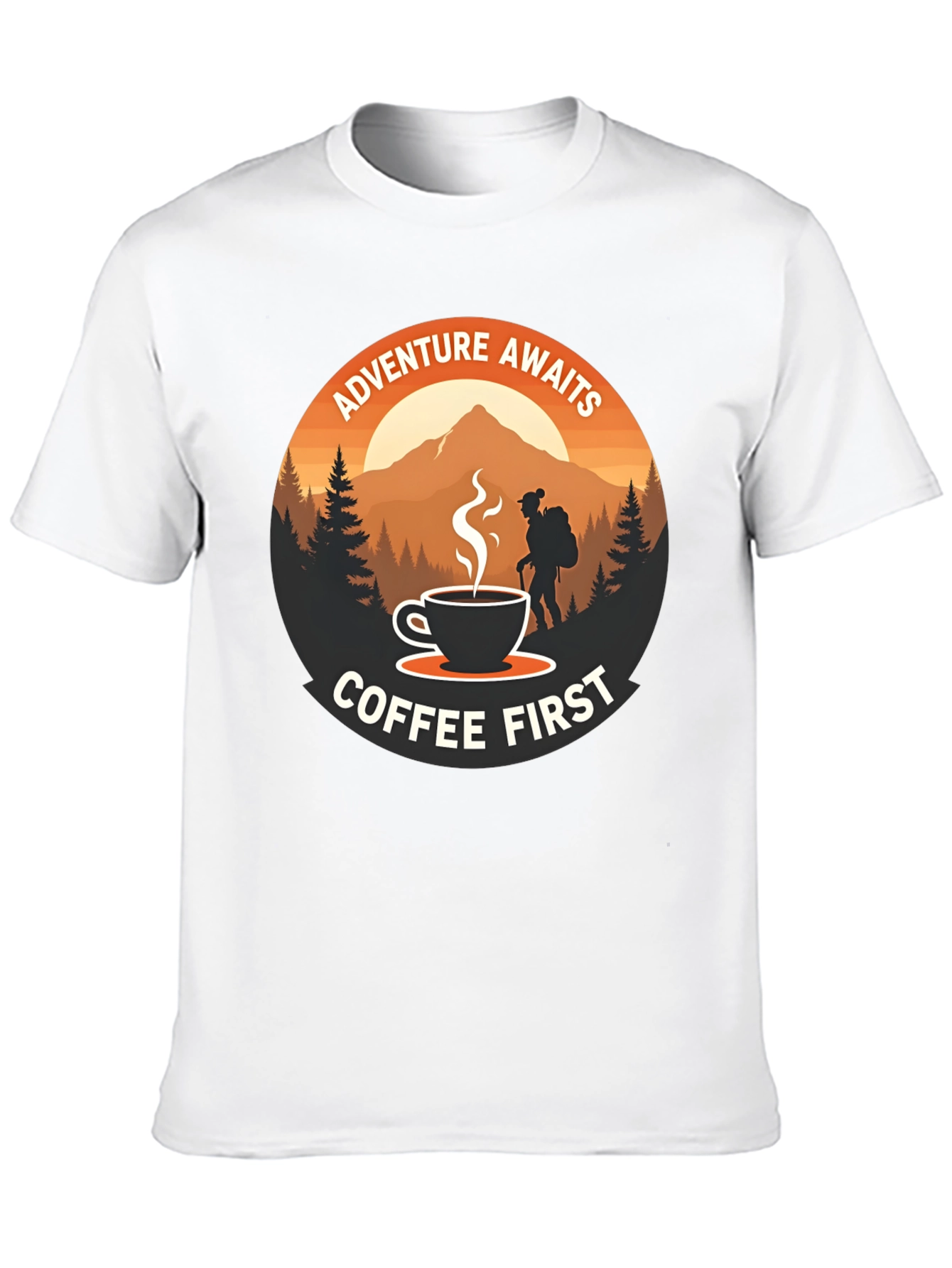 Camiseta Negra Aventura y Café