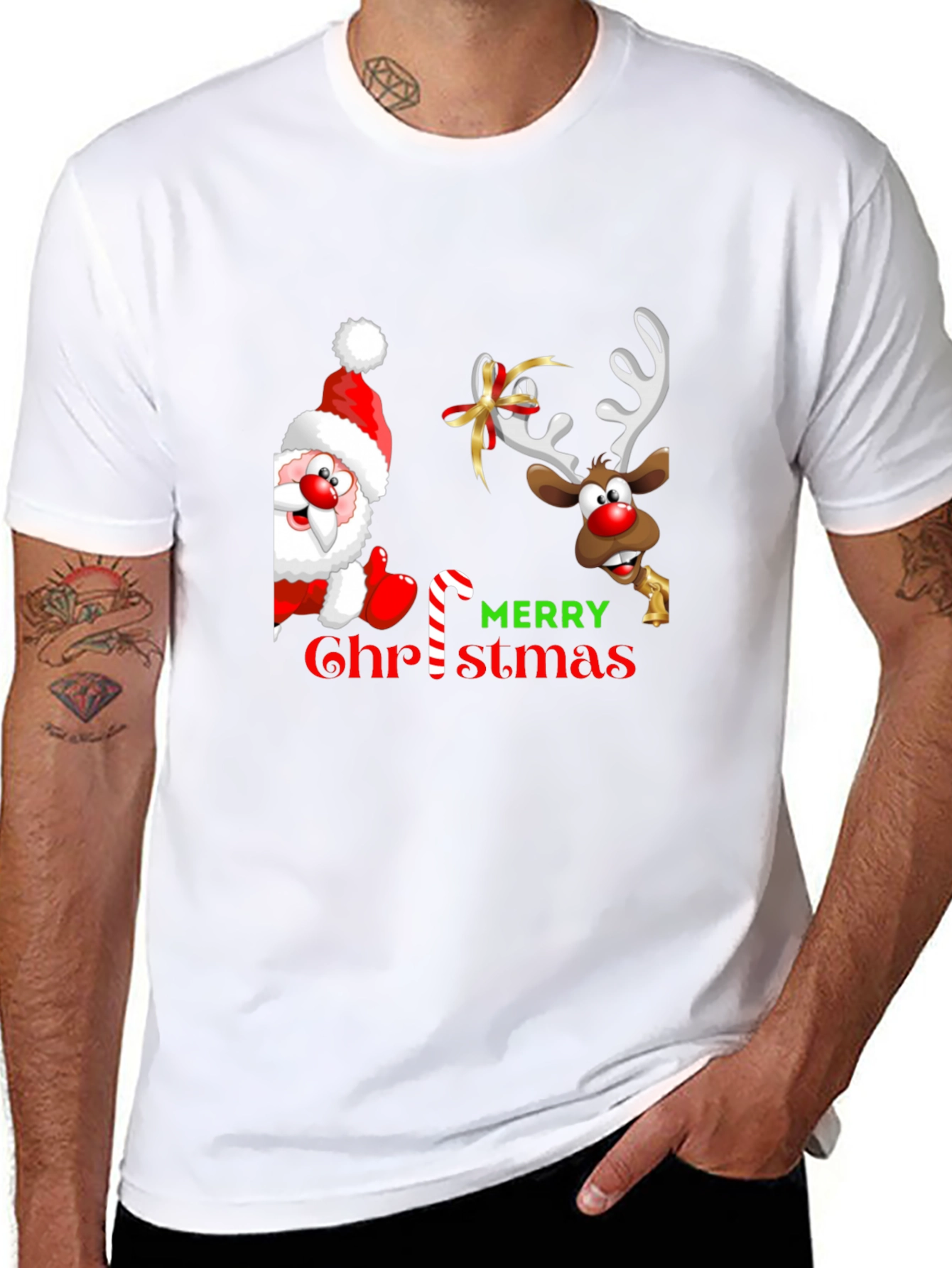Camiseta Navideña: Santa y Reno