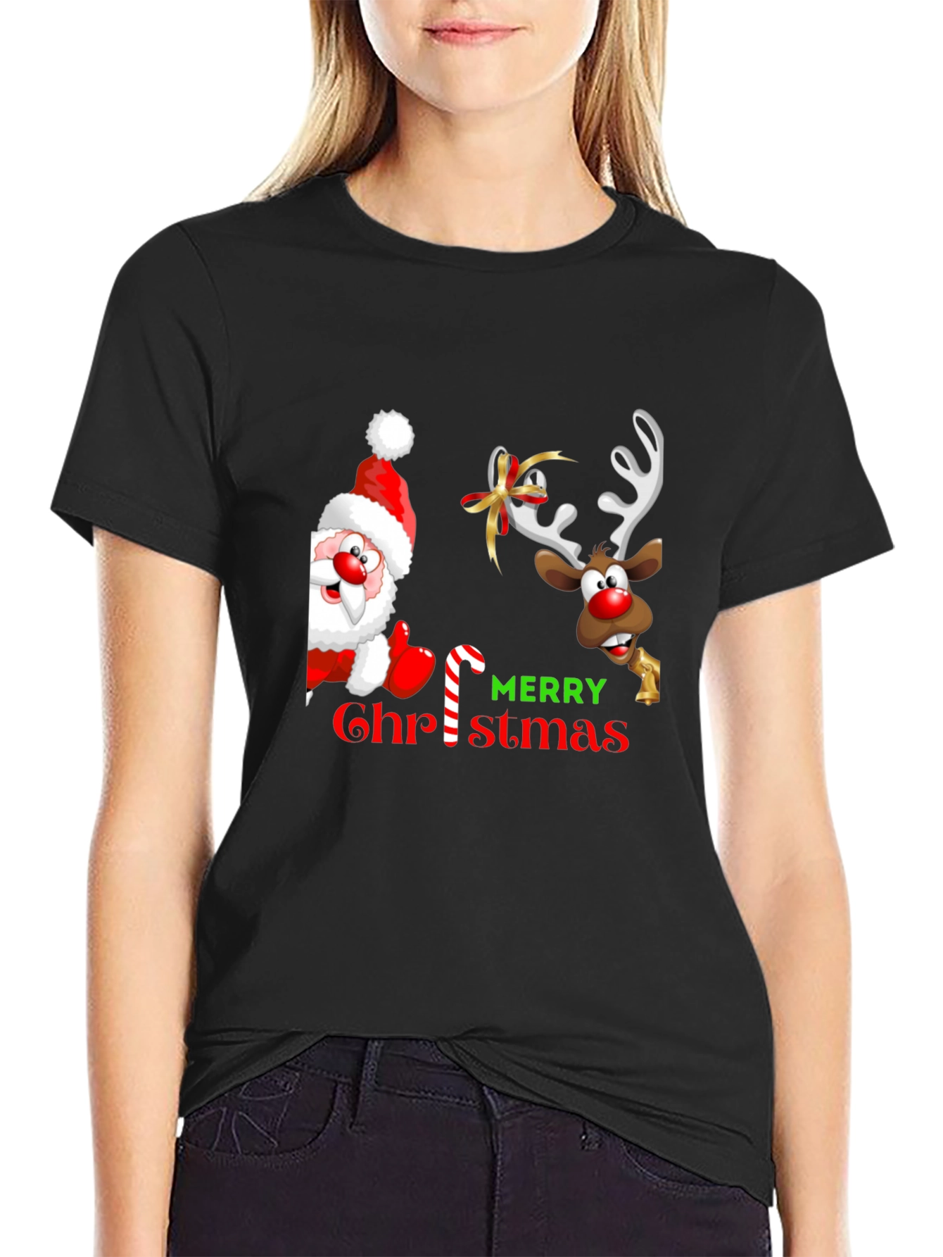 Camiseta Navideña: Santa y Reno