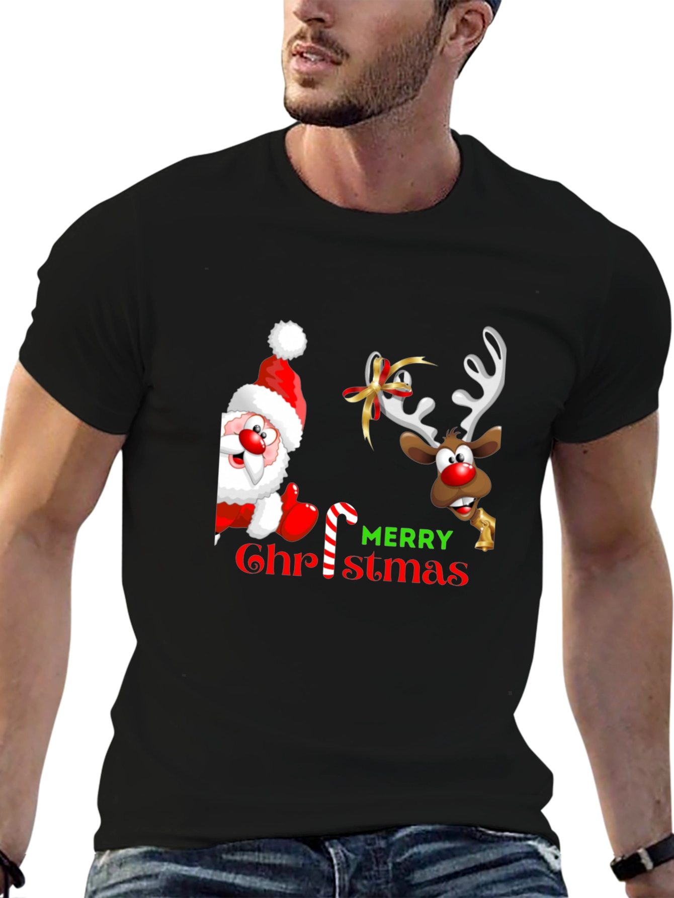 Camiseta Navideña: Santa y Reno