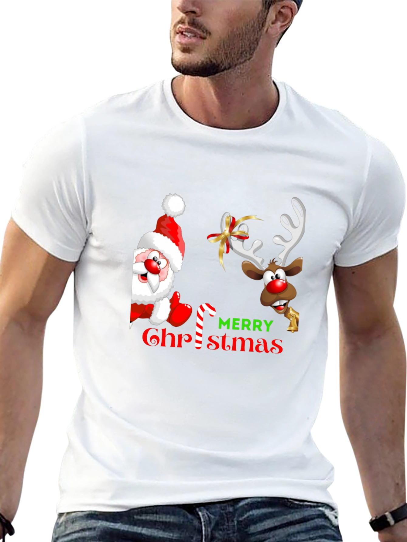 Camiseta Navideña: Santa y Reno
