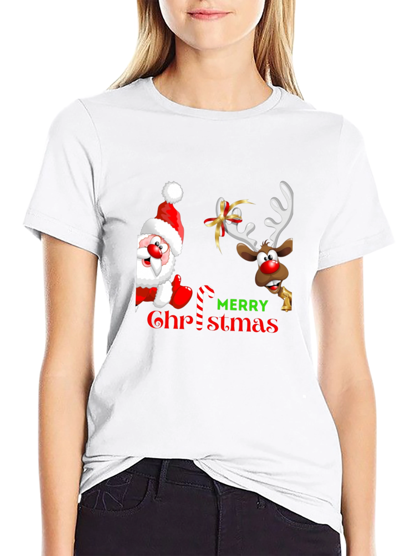 Camiseta Navideña: Santa y Reno