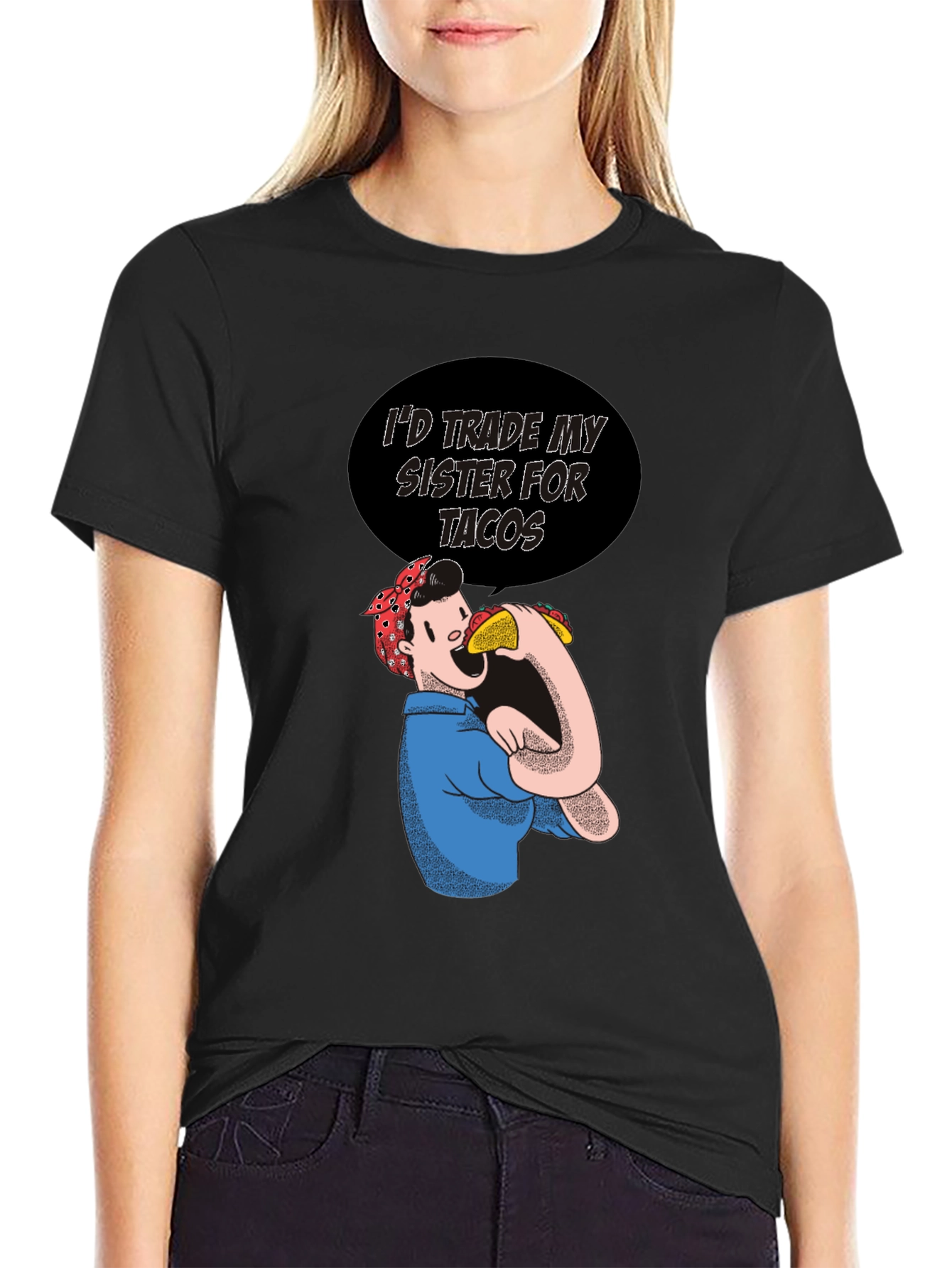 Camiseta Negra: Intercambiaría a mi Hermana por Tacos